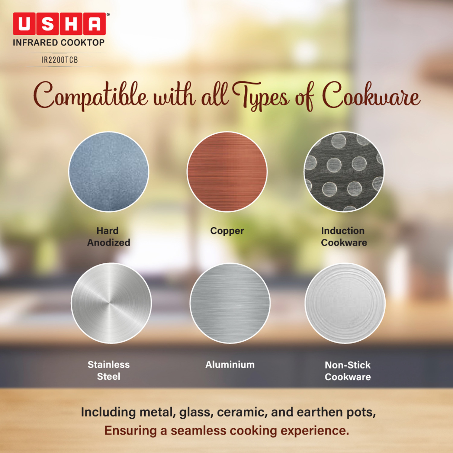 Image of USHA 2200 W Infrared Cooktop Touch Panel