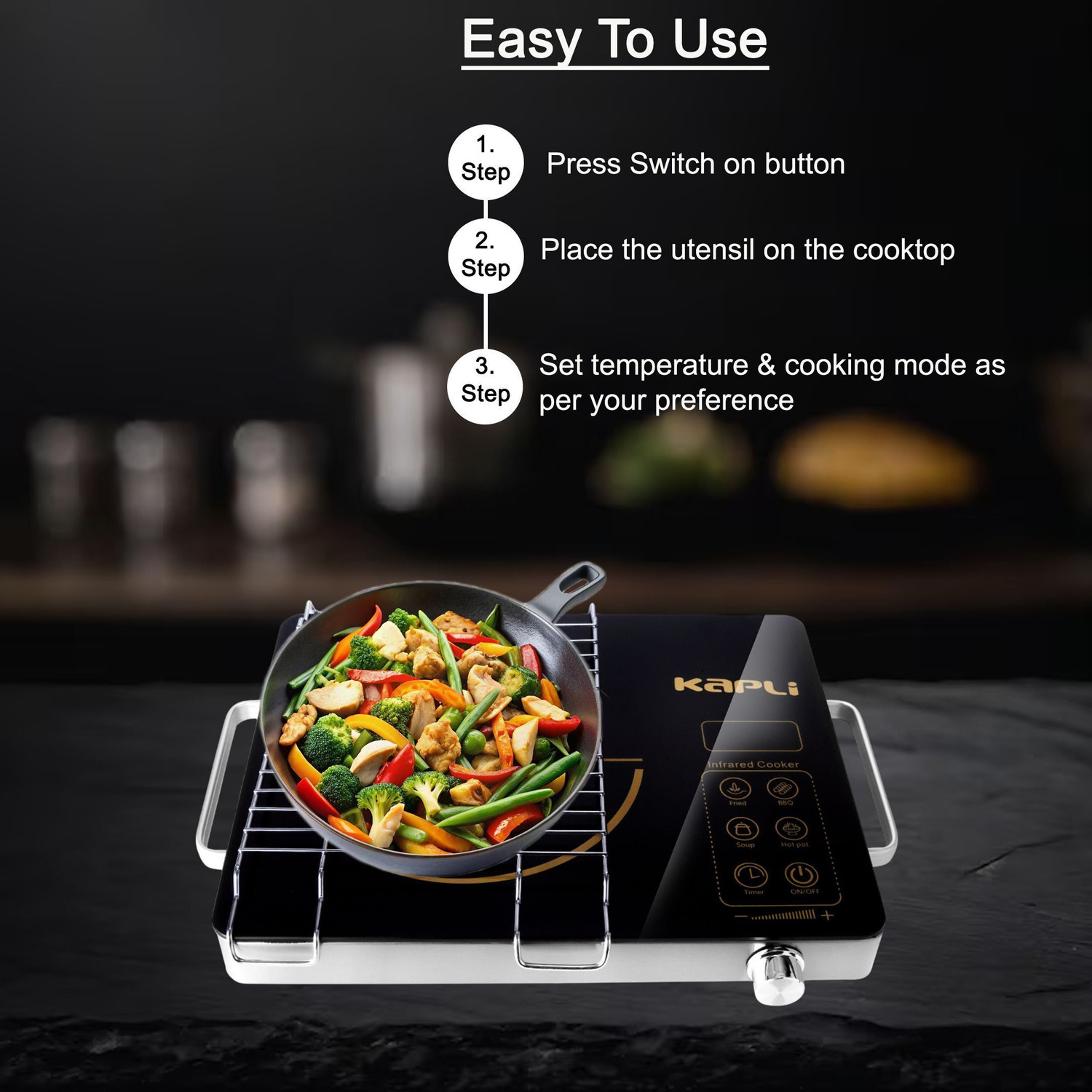 Image of KAPLI 2500 W Infrared Cooktop Touch Panel