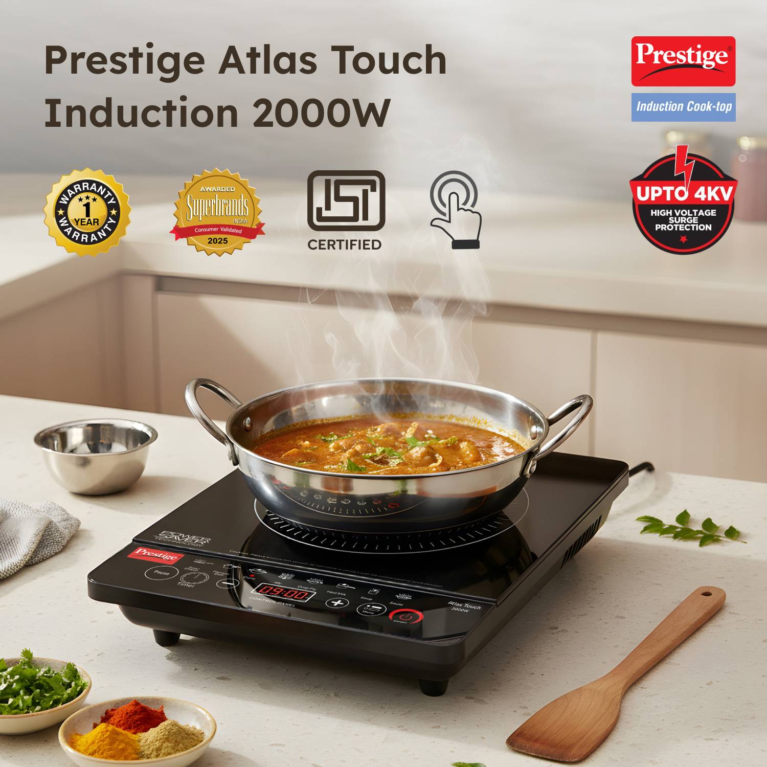 Prestige 2000W Induction Cooktop Black - Image 2