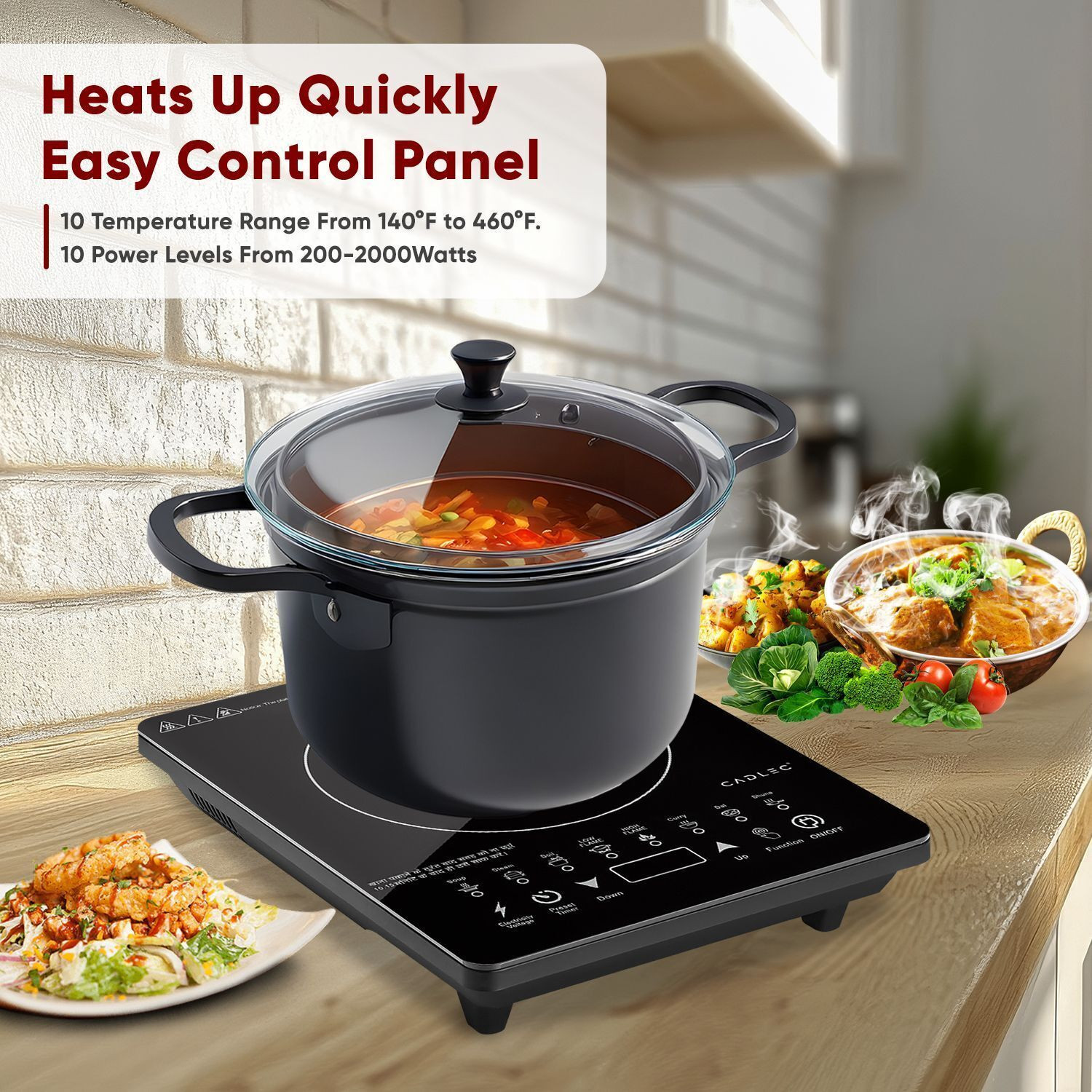 Image of Cadlec 1950 W Induction Cooktop Touch Panel (Black, CookXpert)