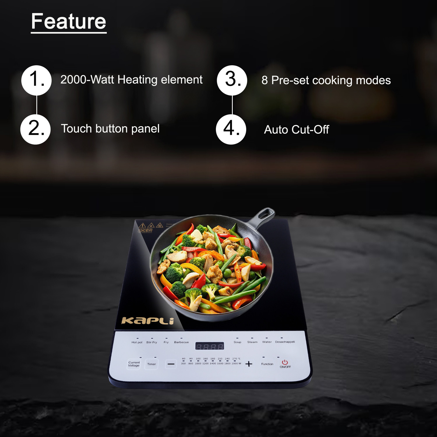 Image of KAPLI 2000 W Induction Cooktop Touch Panel