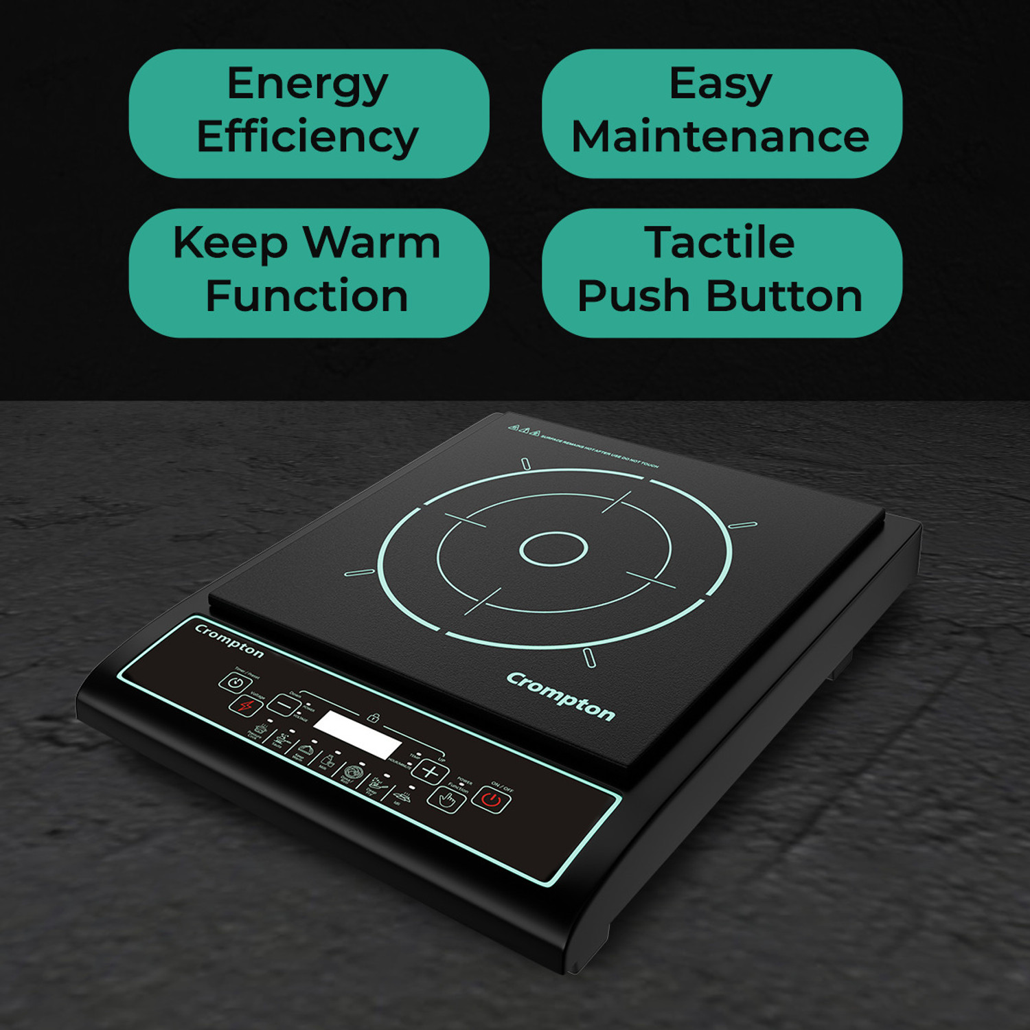 Image of Crompton 1200 W Induction Cooktop Push Button