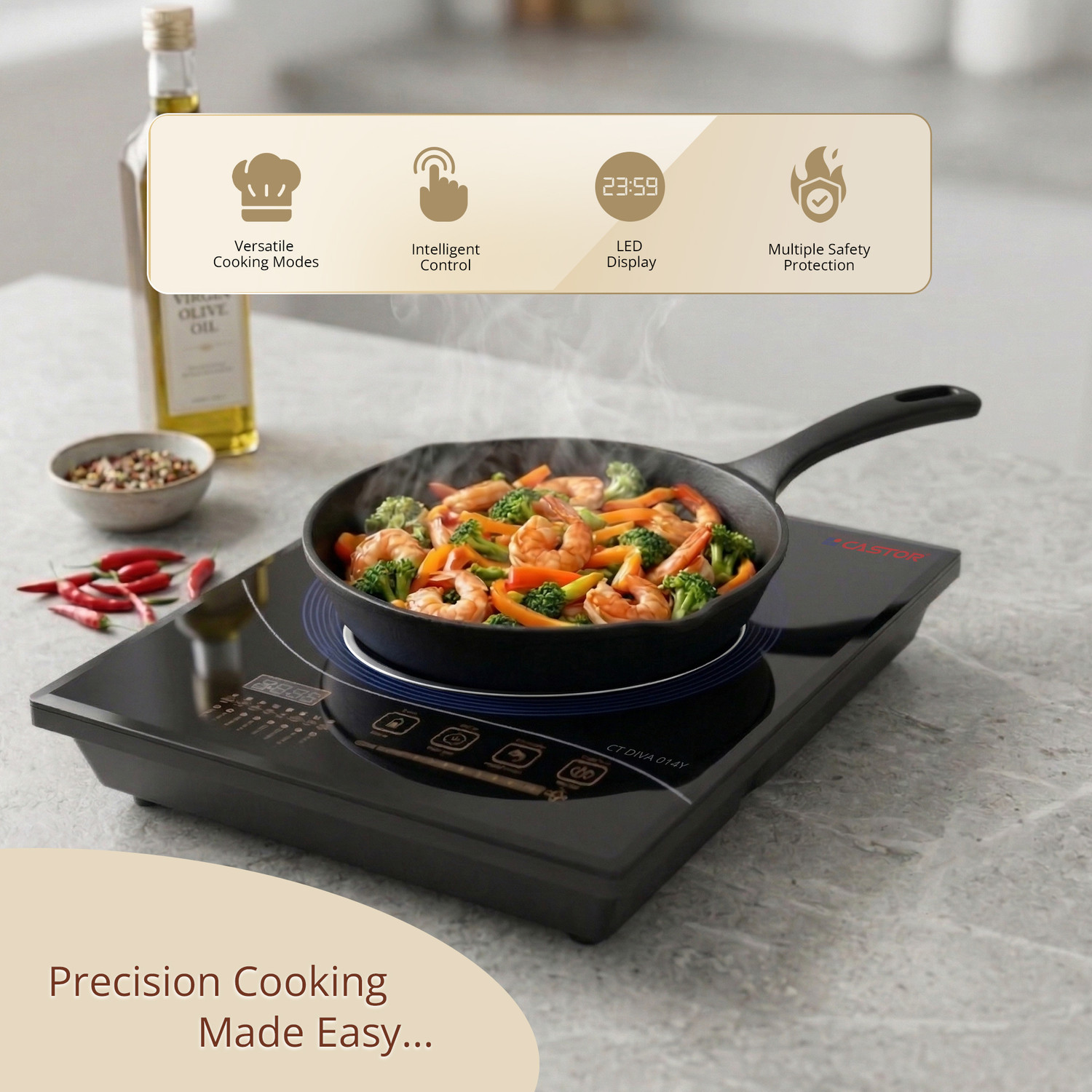 Image of iBELL 2200 W Induction Cooktop Touch Panel