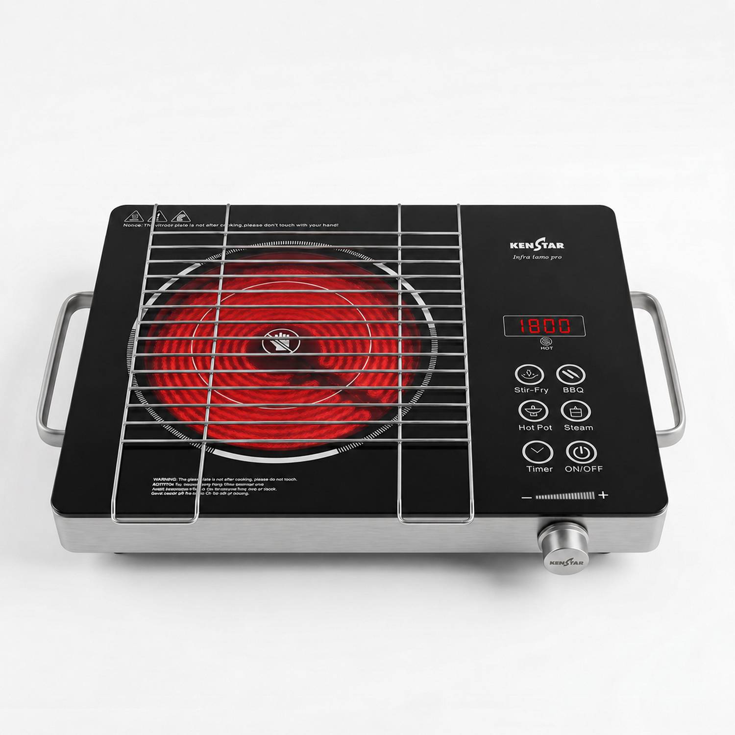 Kenstar 2200W Infrared Cooktop Touch Panel Silver - Image 1
