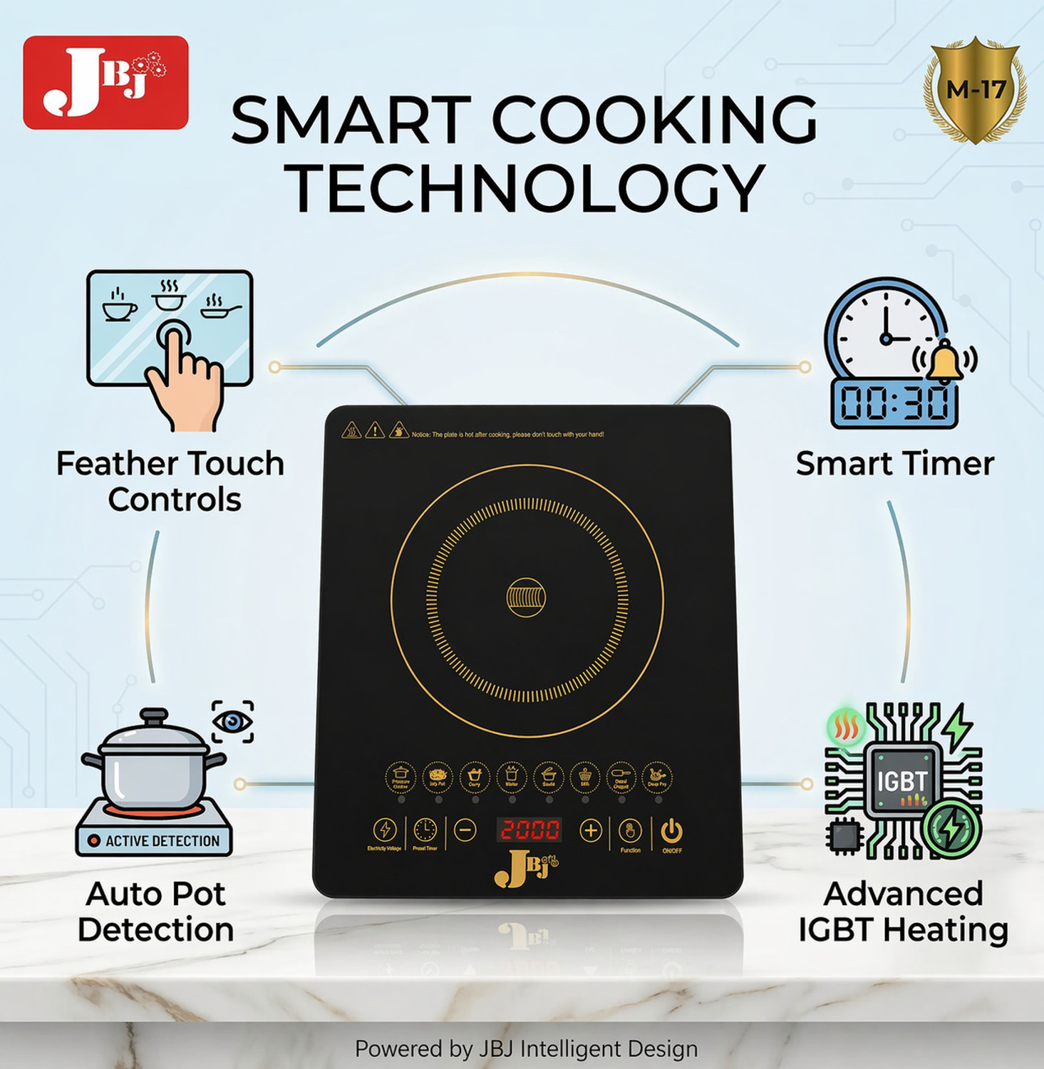Image of JBJ 2000 W Induction Cooktop Touch Panel