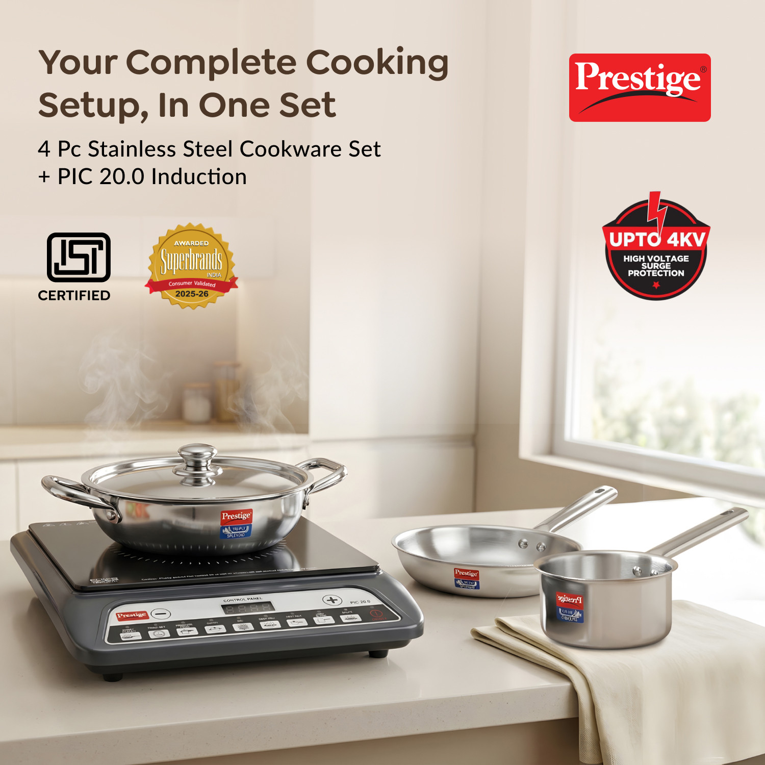 Image of Prestige 1600 W Induction Cooktop Push Button