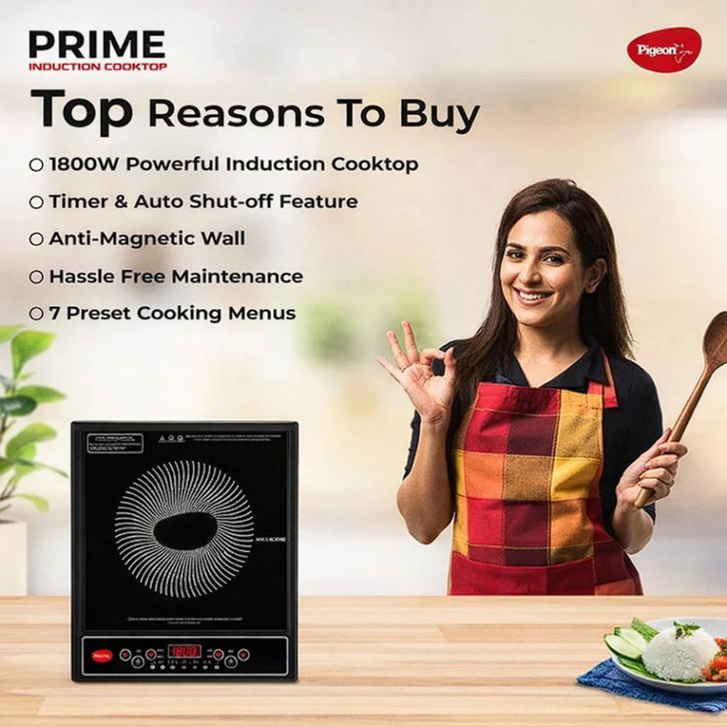 Image of Pigeon 1800 W Induction Cooktop Push Button