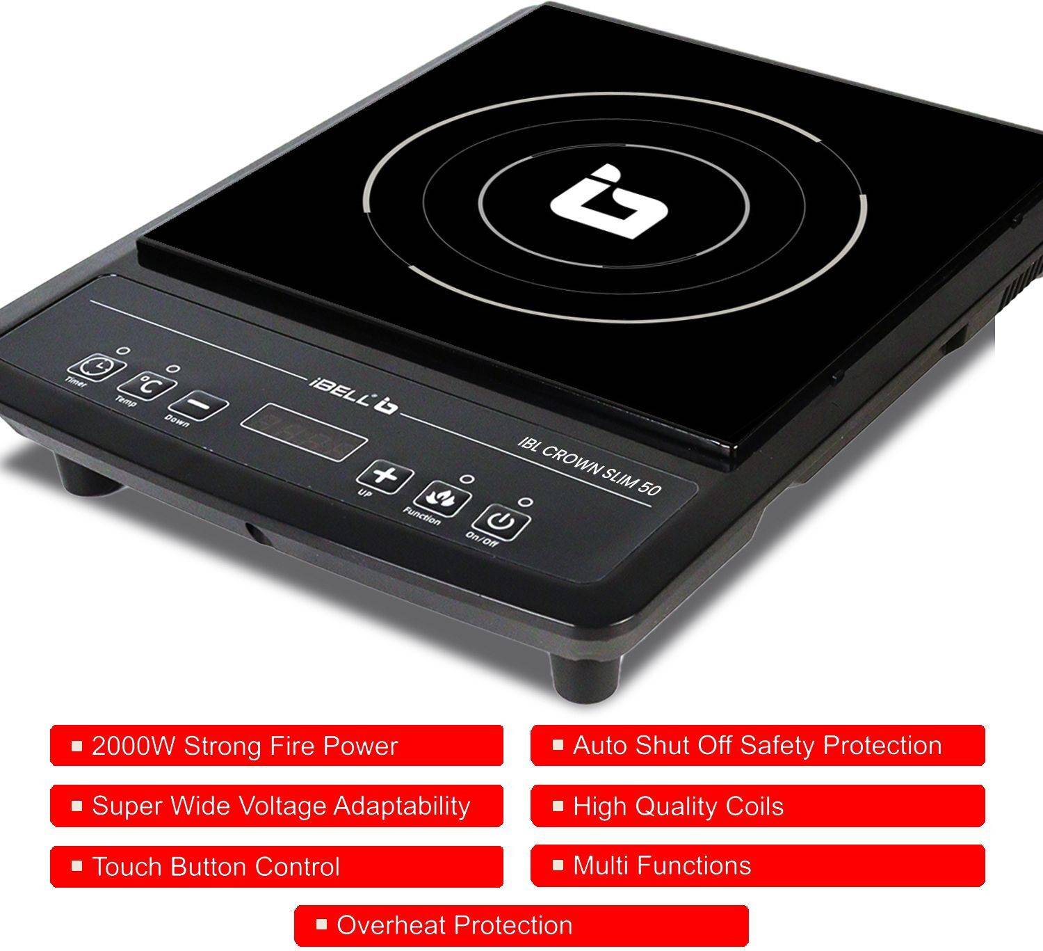 iBELL 2000W Induction Cooktop Black - Image 2