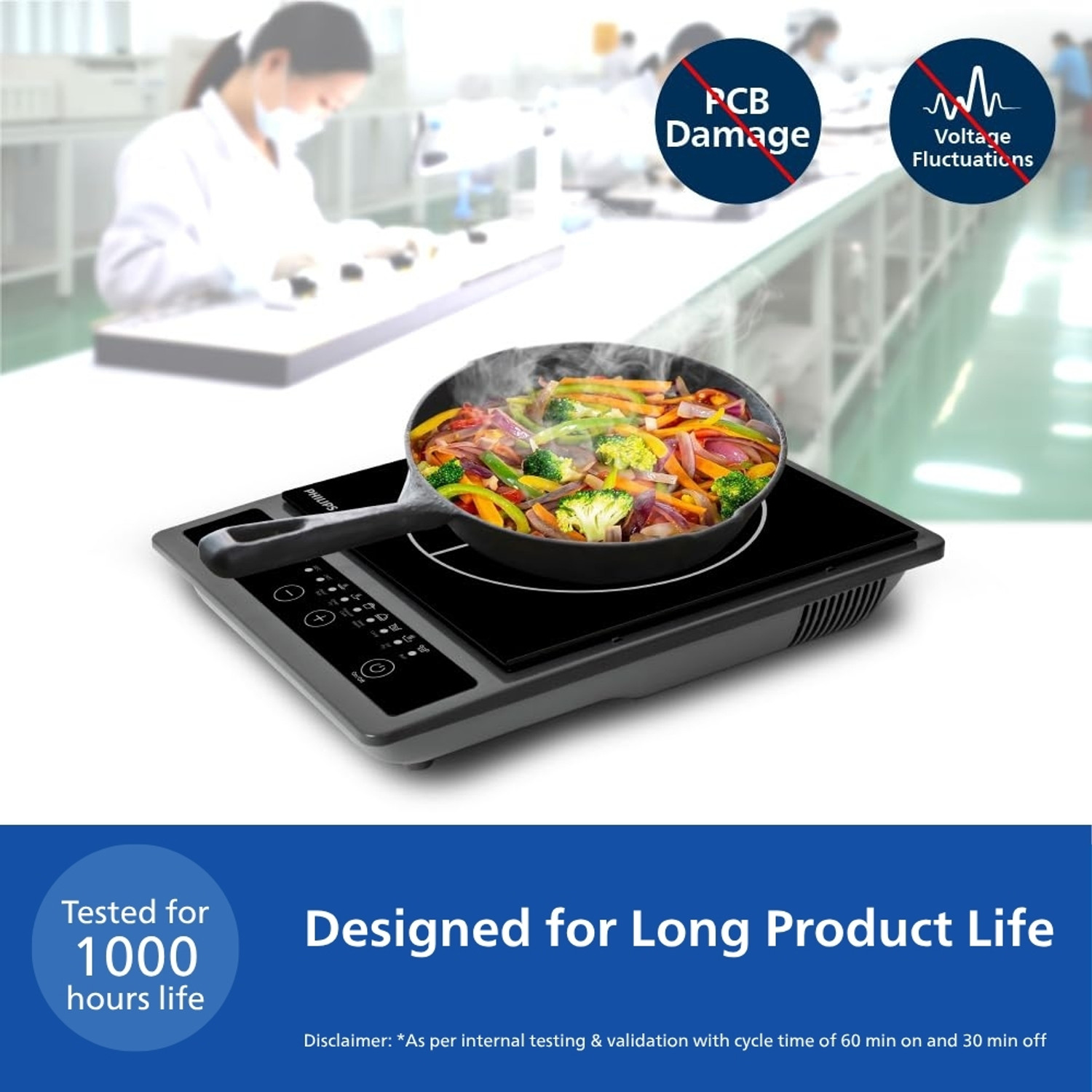 Image of PHILIPS 1300 W Induction Cooktop Push Button