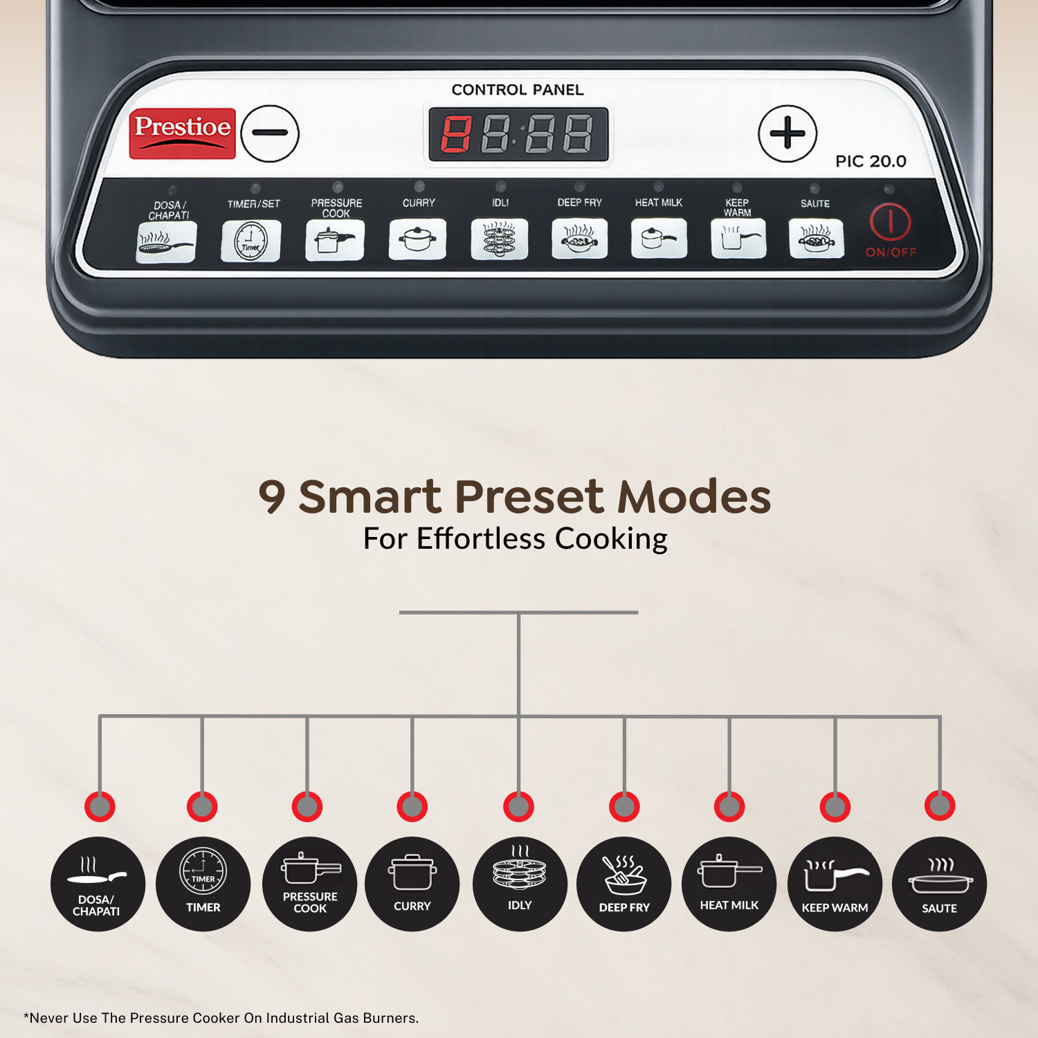 Image of Prestige 1600 W Induction Cooktop Push Button