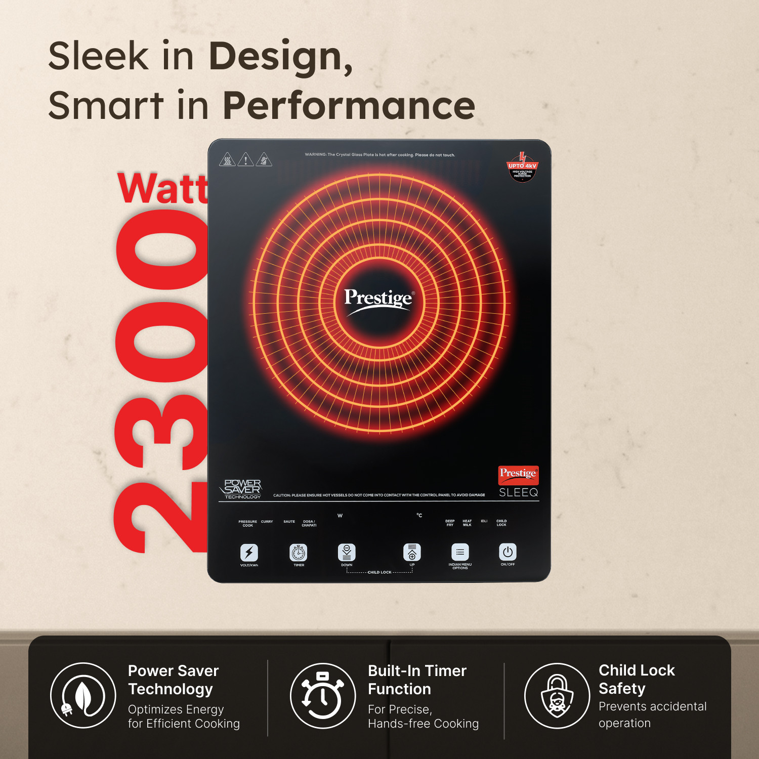 Image of Prestige 2300 W Induction Cooktop Touch Panel