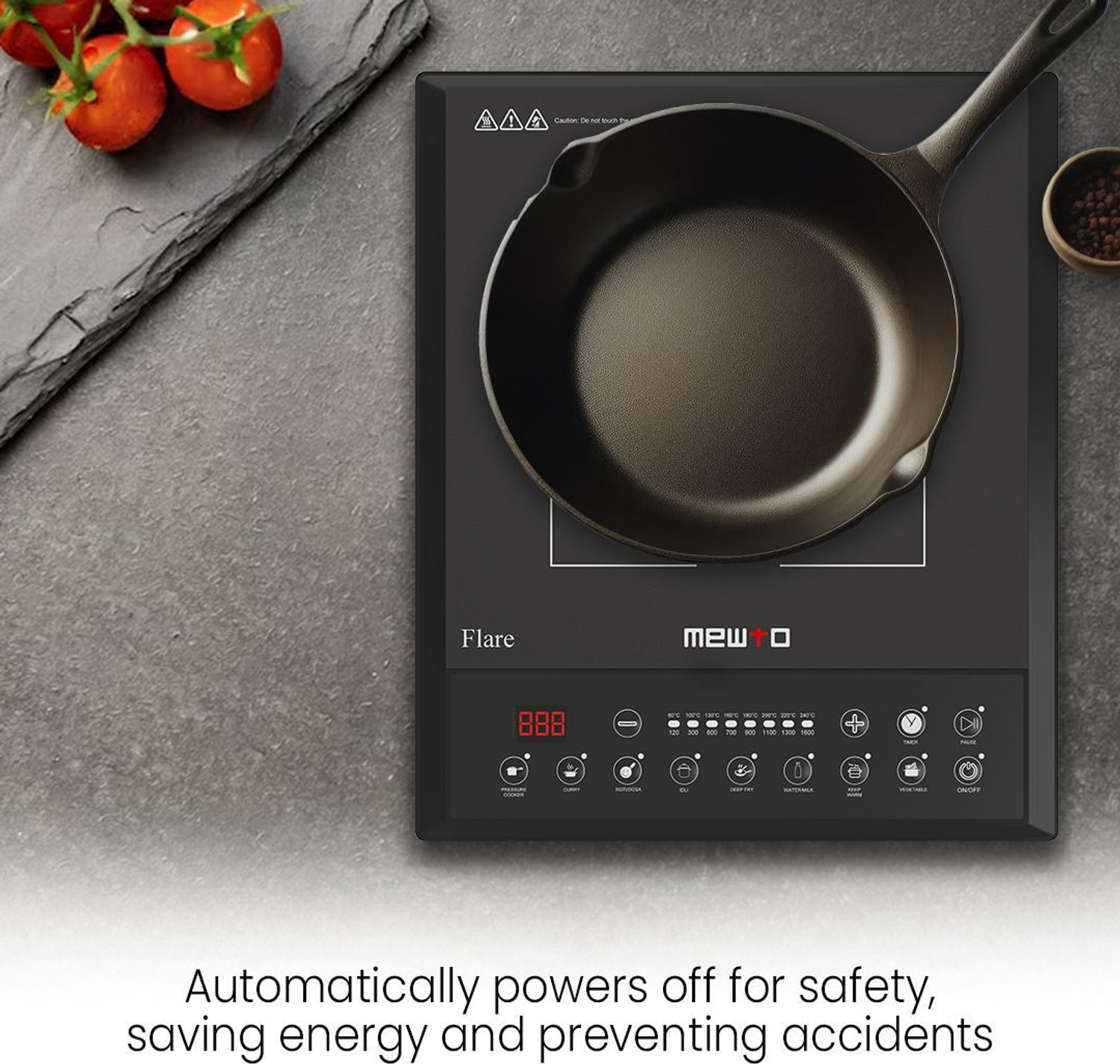 Image of MEWTO 1600 W Induction Cooktop Push Button