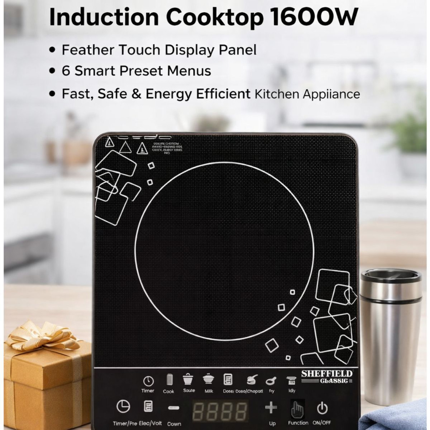 Image of Sheffield Classic 1600 W Induction Cooktop Touch Panel