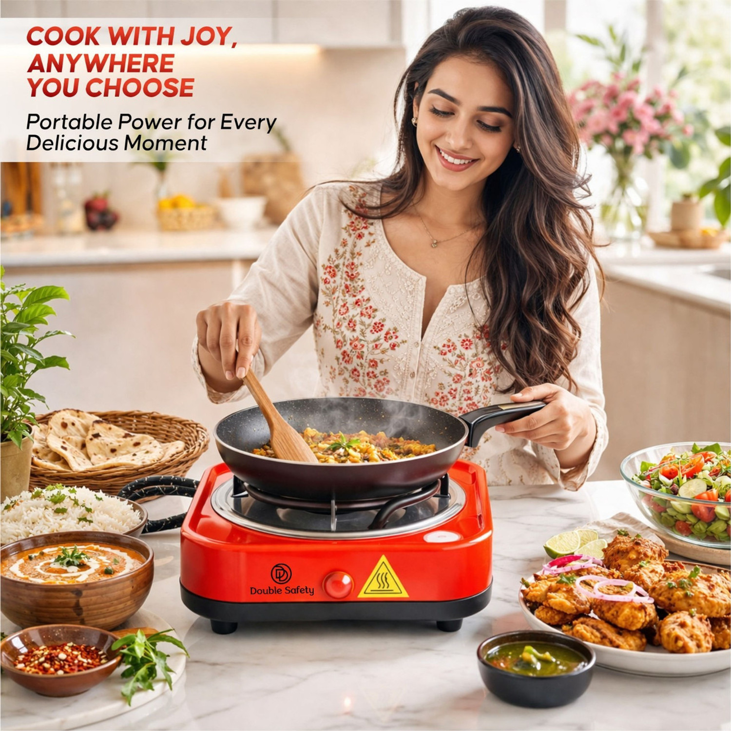 Image of Double Safety 1000 W Infrared Cooktop Jog Dial