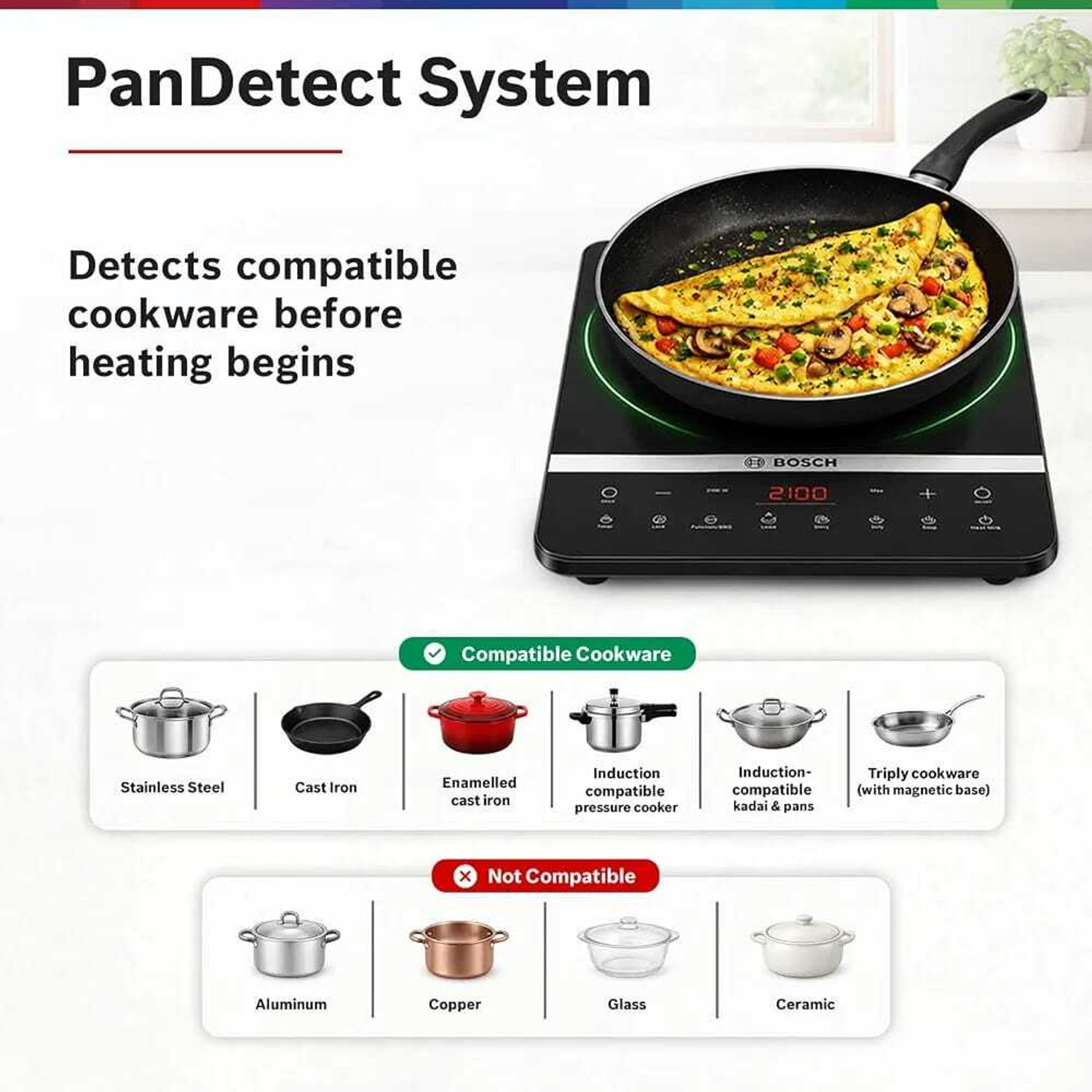 Image of BOSCH 2100 W Induction Cooktop Touch Panel (Black, PI815S11EI)