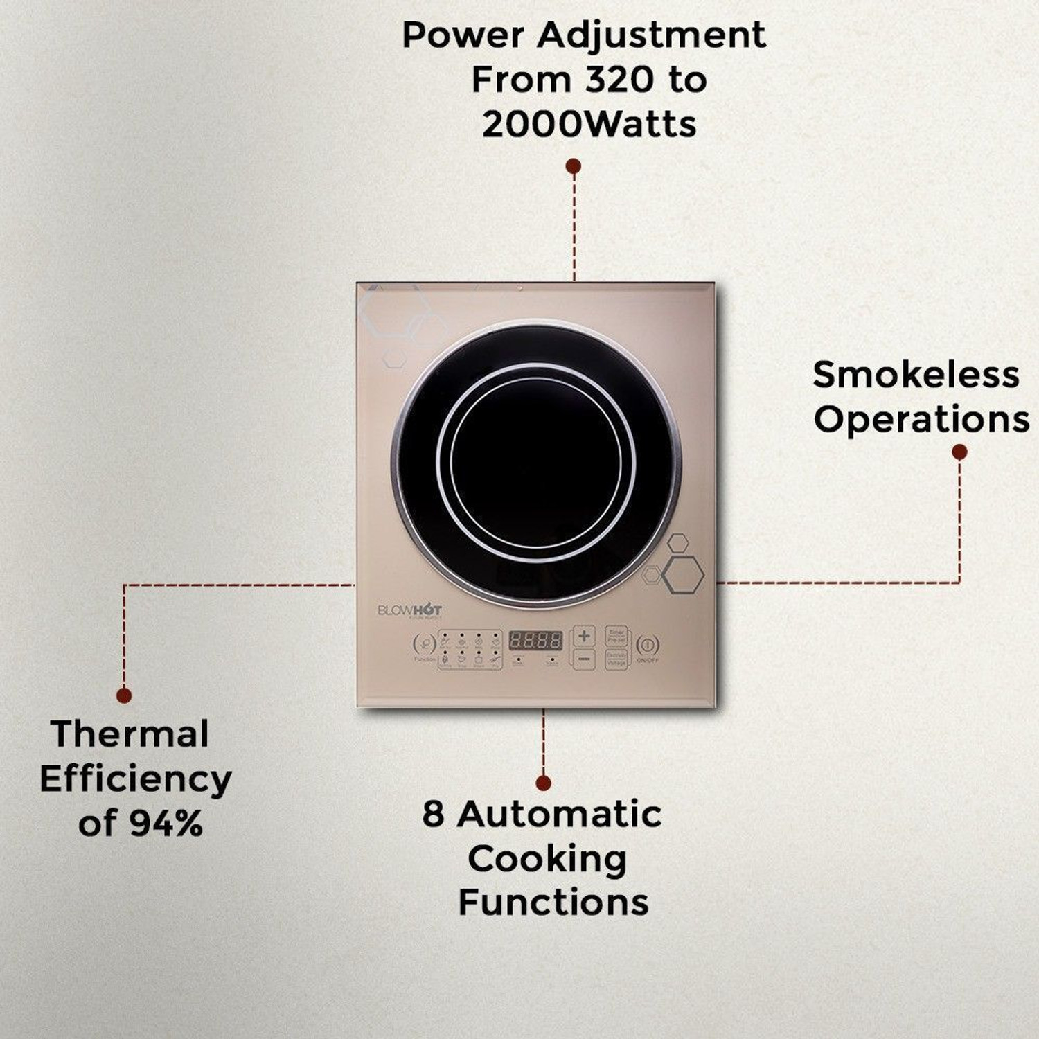 Image of BLOWHOT 2000 W Induction Cooktop Push Button
