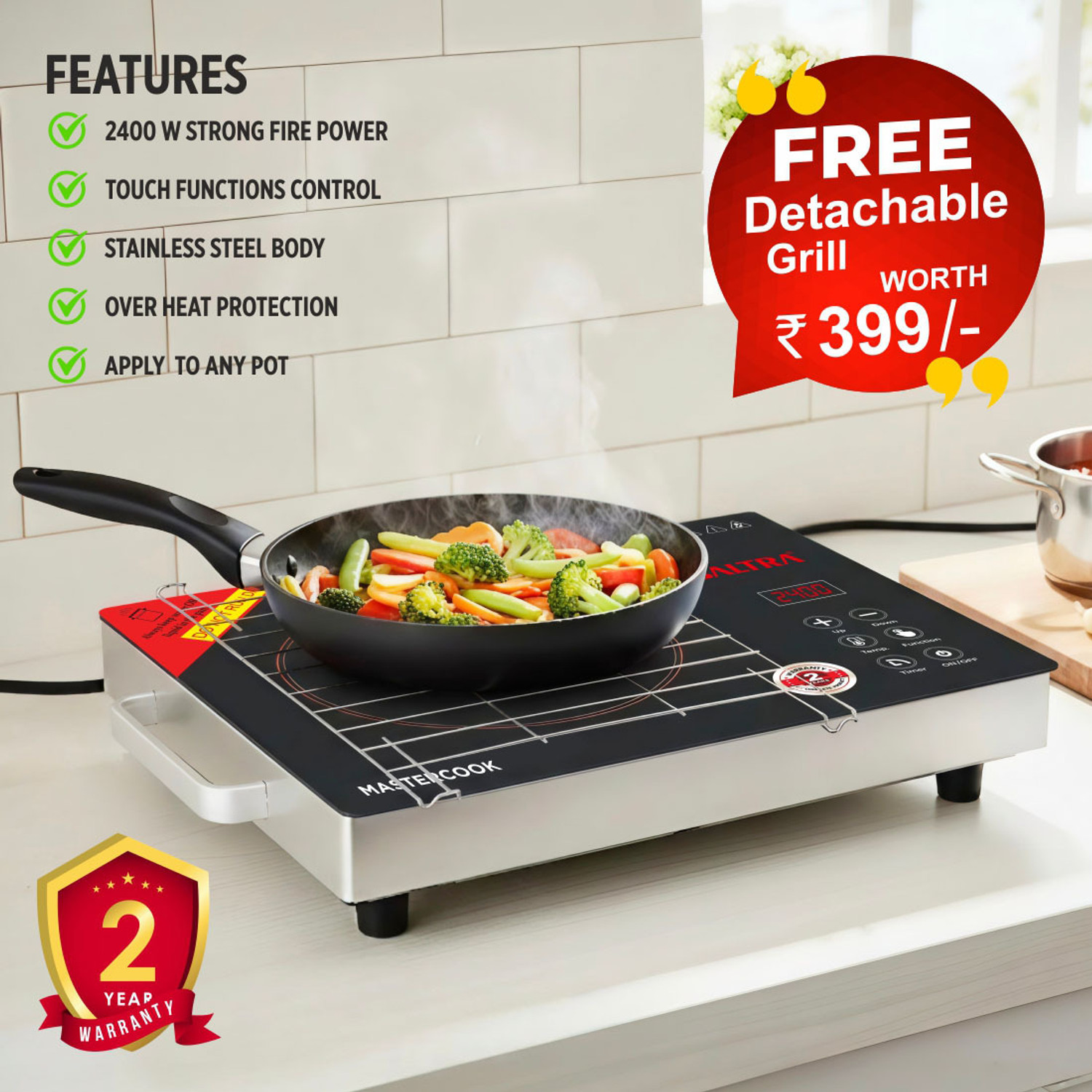 Image of Baltra 2400 W Infrared Cooktop Touch Panel