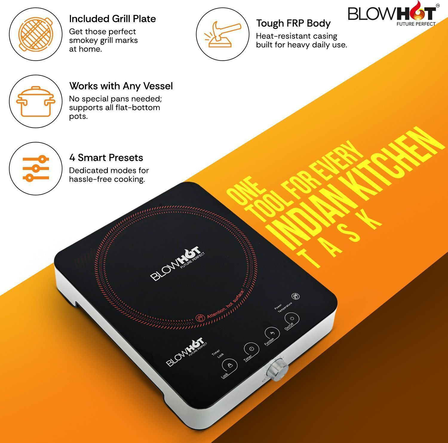 Image of BLOWHOT 2200 W Infrared Cooktop Touch Panel