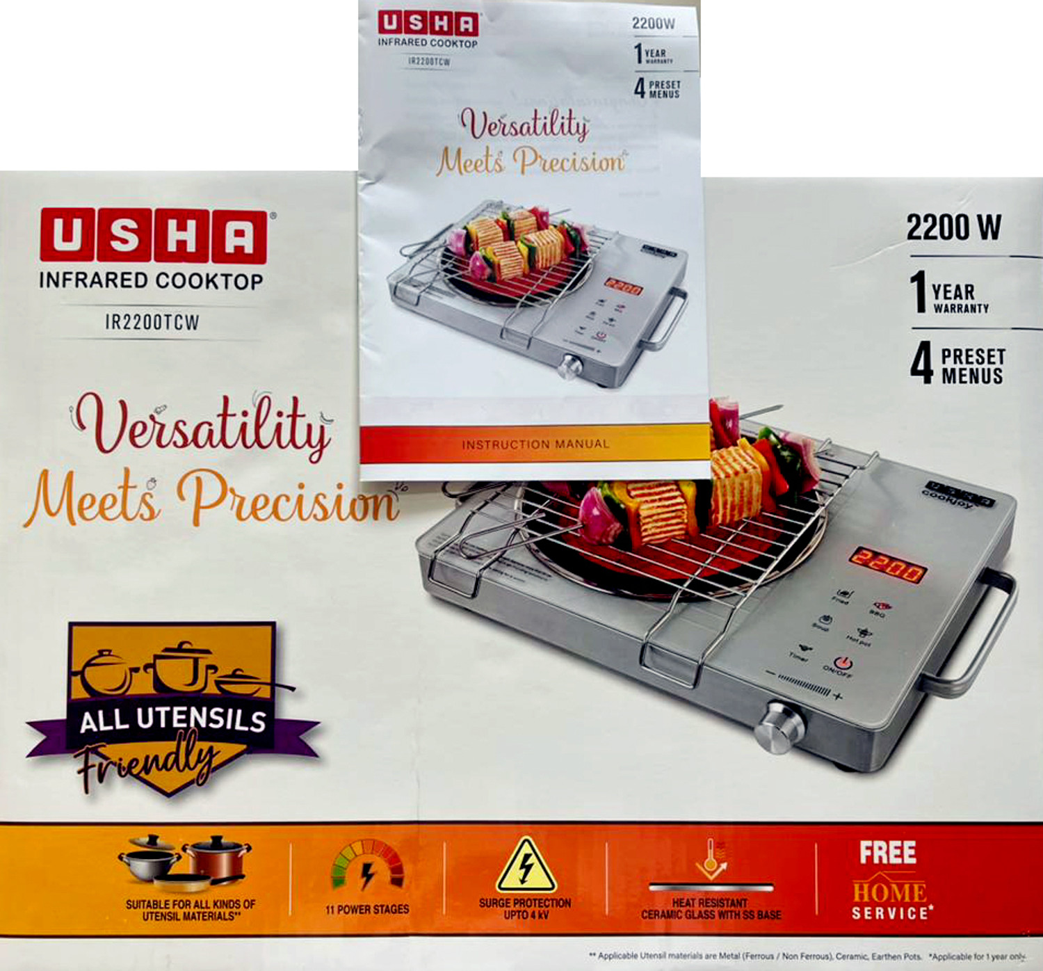Image of USHA 2200 W Infrared Cooktop Touch Panel, Touch Panel