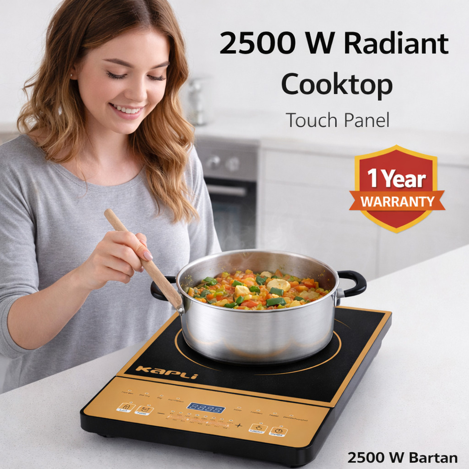 Image of KAPLI 2500 W Infrared Cooktop Touch Panel