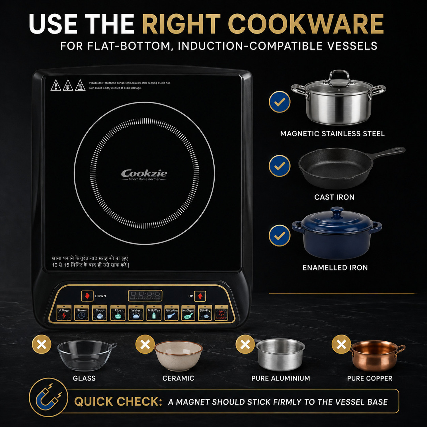 Image of Cookzie 2000 W Induction Cooktop Push Button