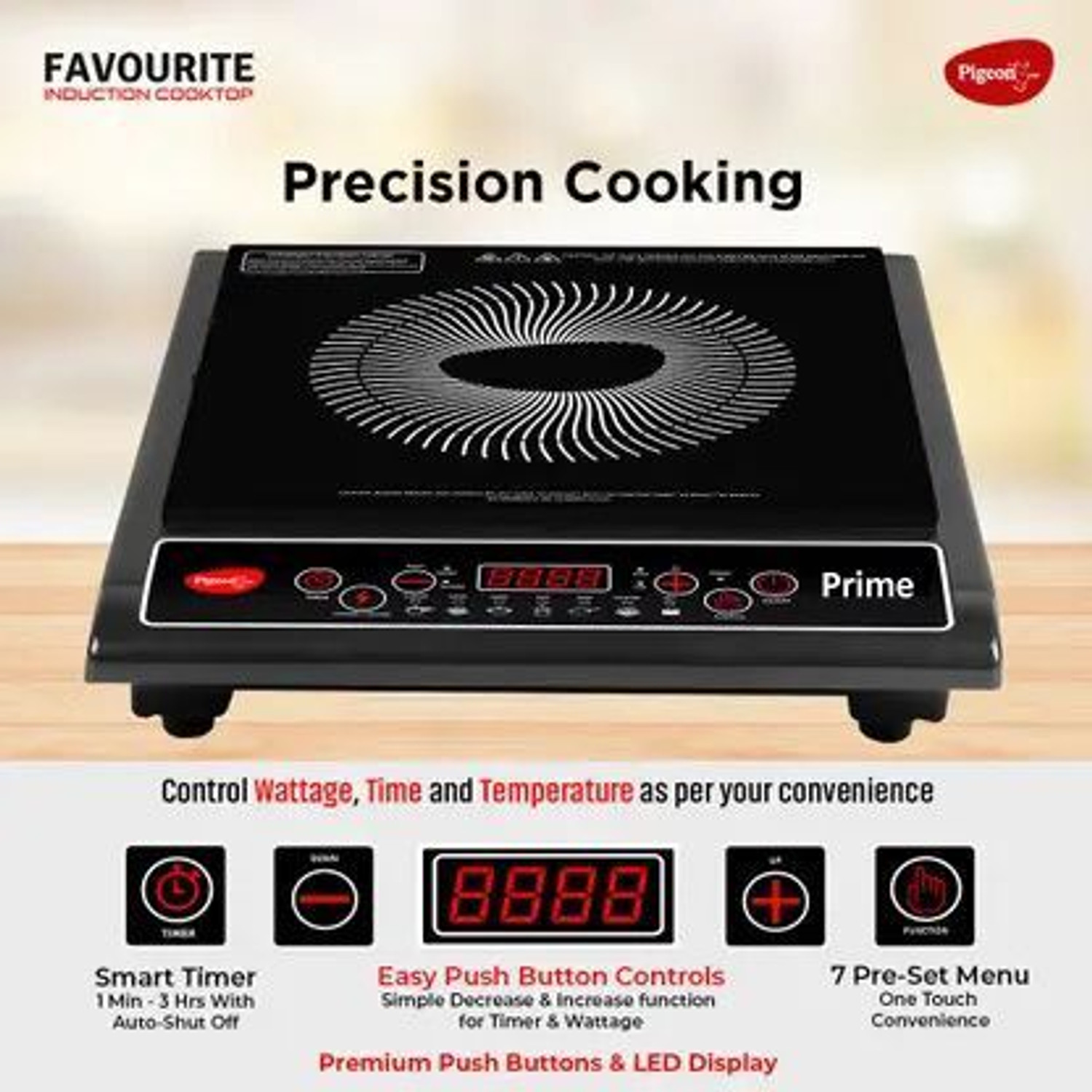 Image of Pigeon 1800 W Induction Cooktop Push Button
