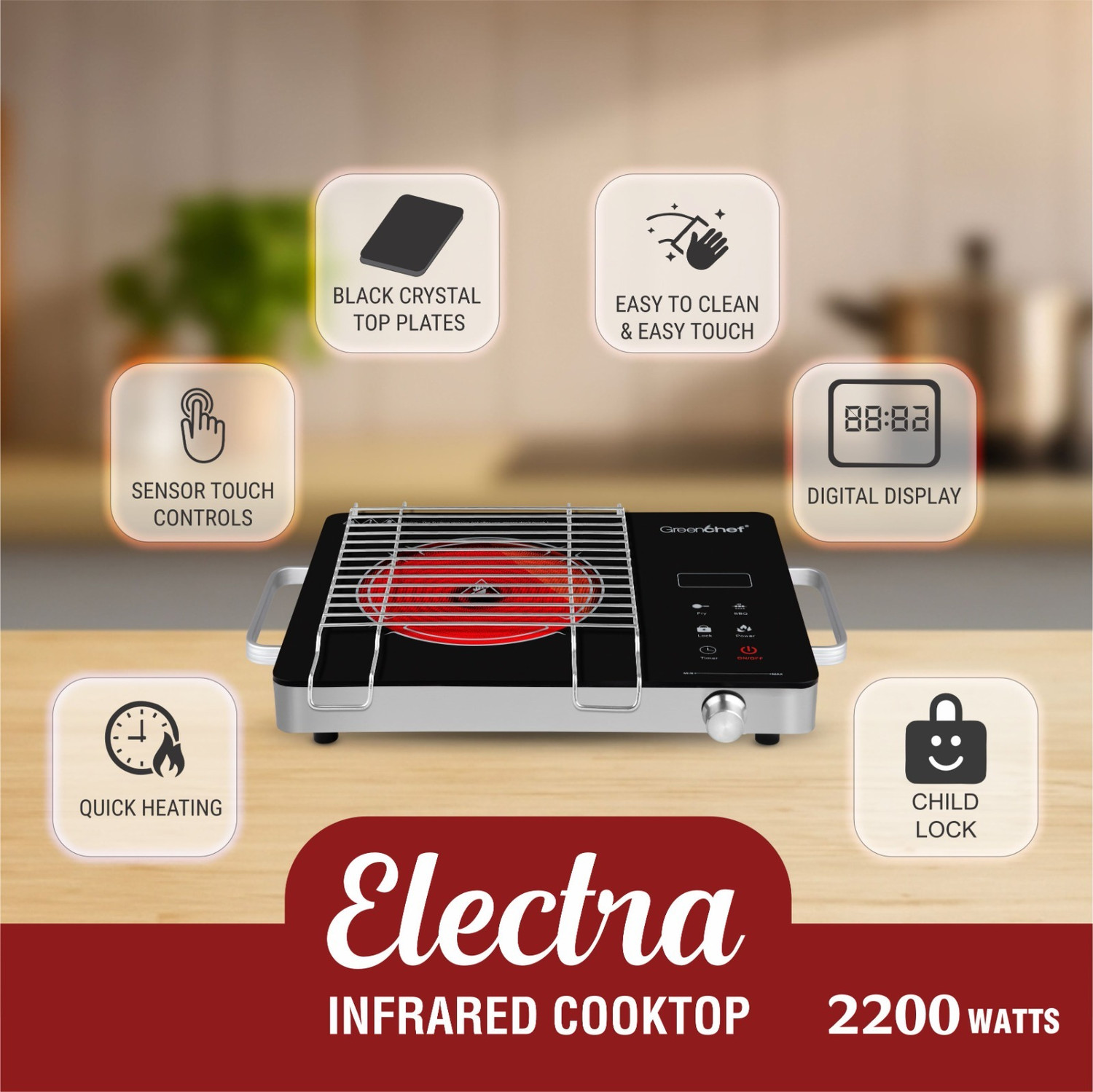 Image of Greenchef 2200 W Infrared Cooktop Touch Panel