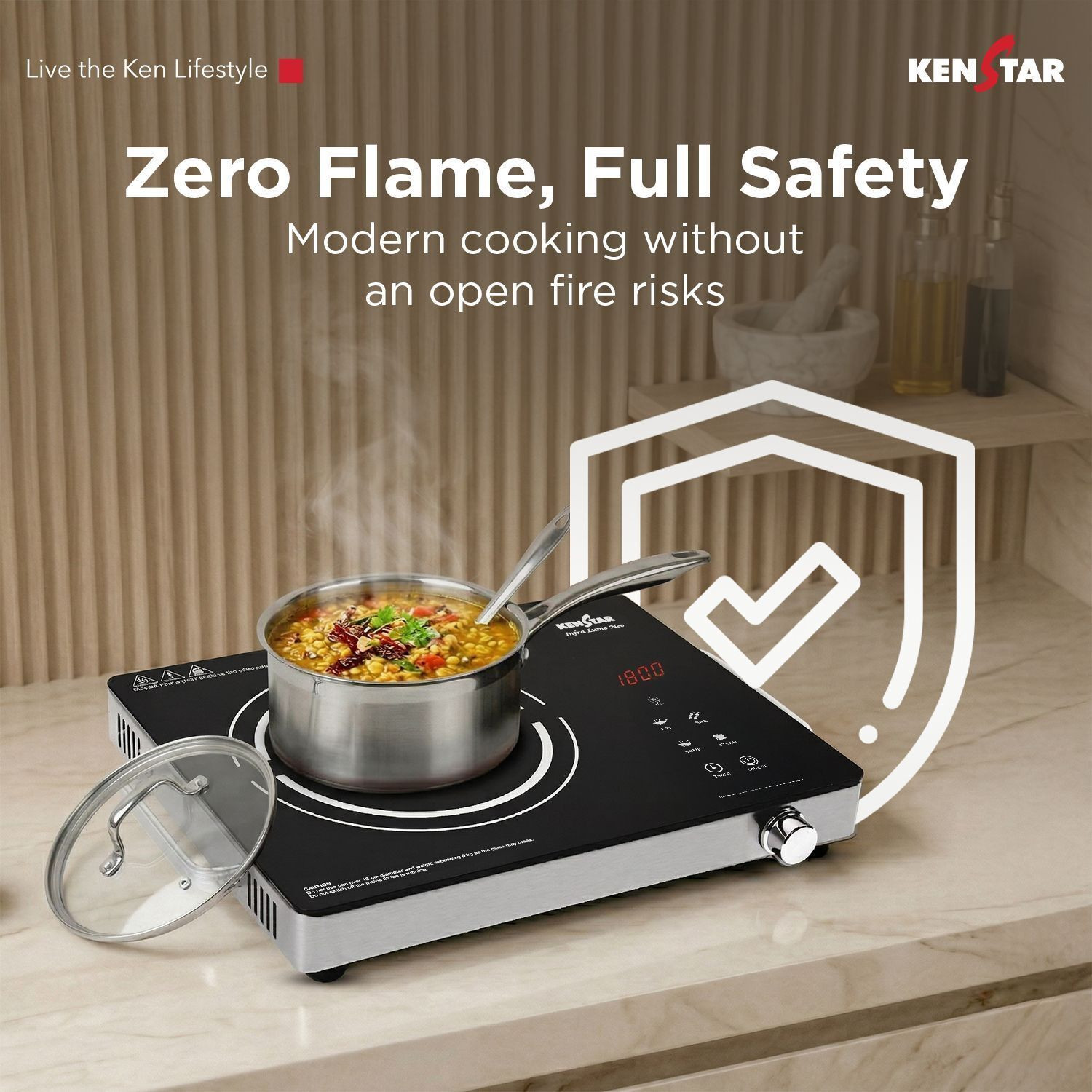 Image of Kenstar 2200 W Infrared Cooktop Touch Panel