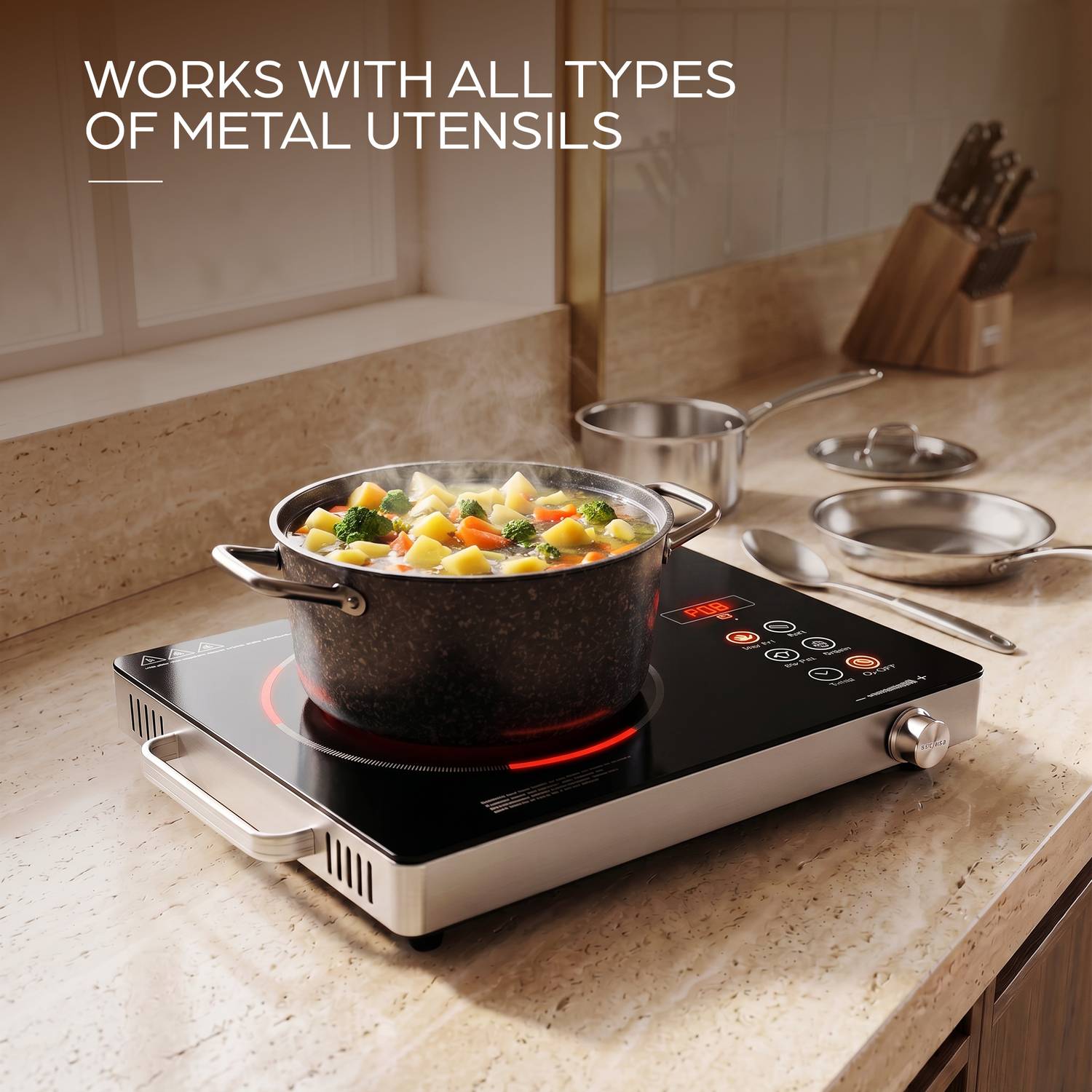 Kenstar 2200W Infrared Cooktop Touch Panel Silver - Image 5