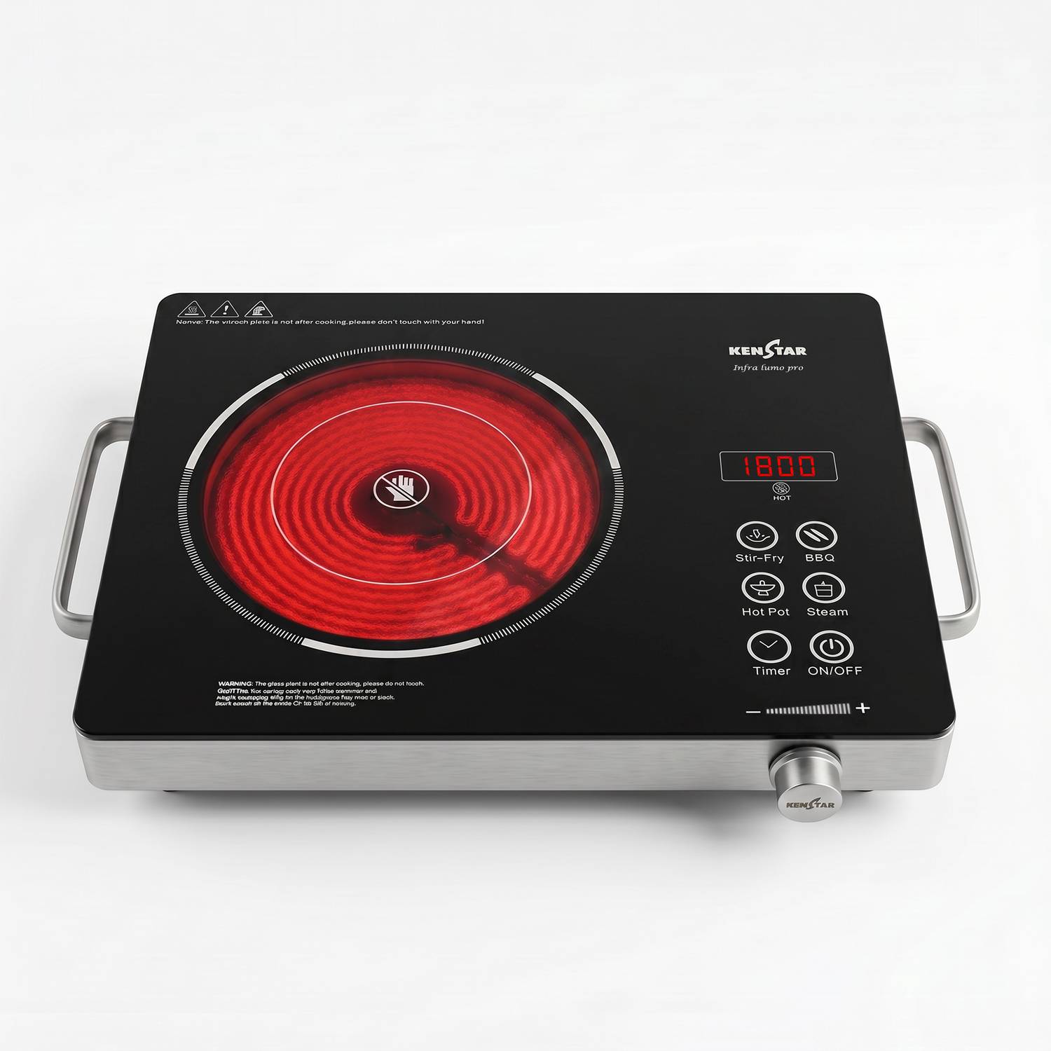 Kenstar 2200W Infrared Cooktop Touch Panel Silver - Image 3