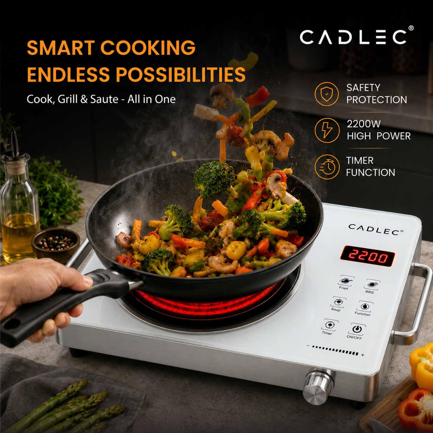 Image of Cadlec 2201 W Infrared Cooktop Touch Panel