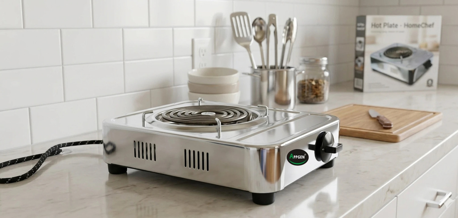 Image of APPGEN 2000 W Infrared Cooktop Push Button, Jog Dial