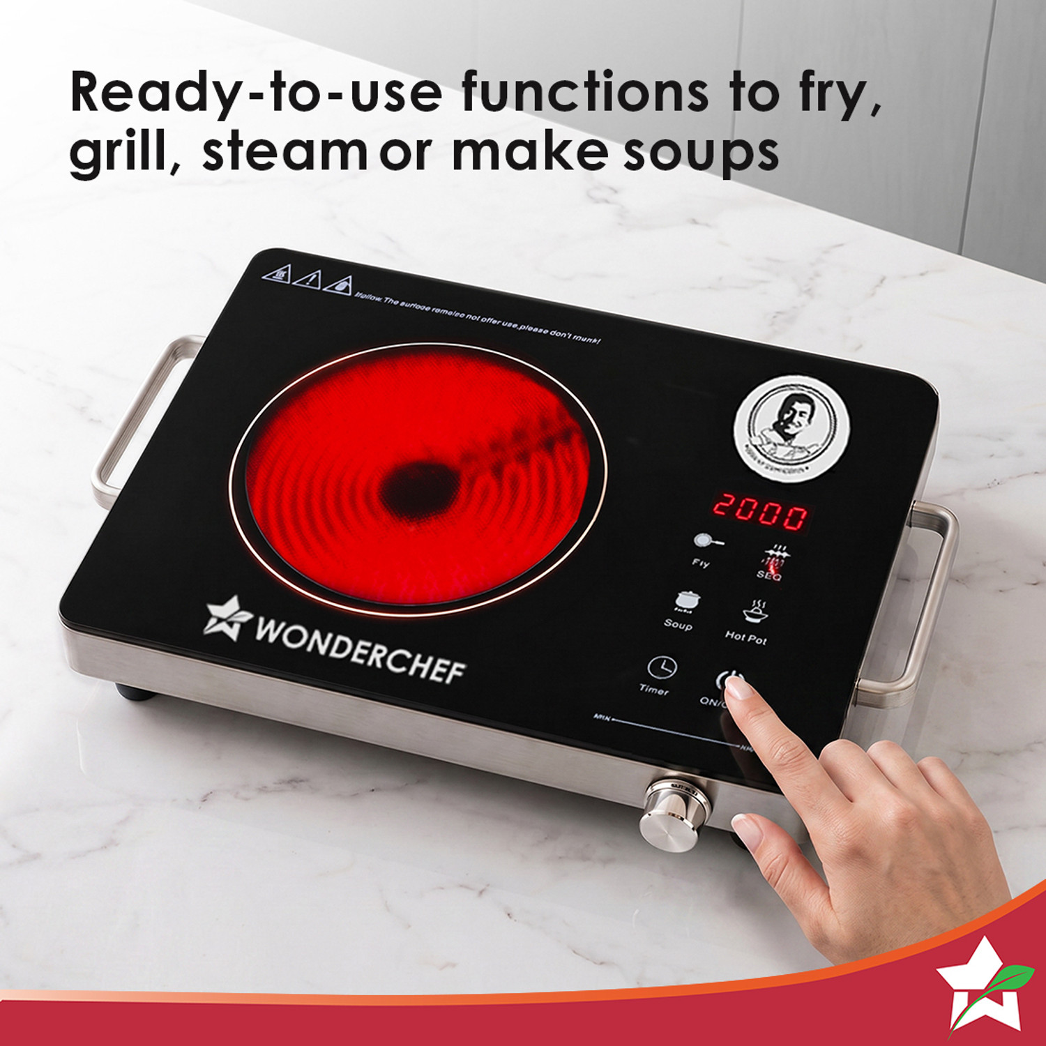Image of WONDERCHEF 2200 W Infrared Cooktop Touch Panel