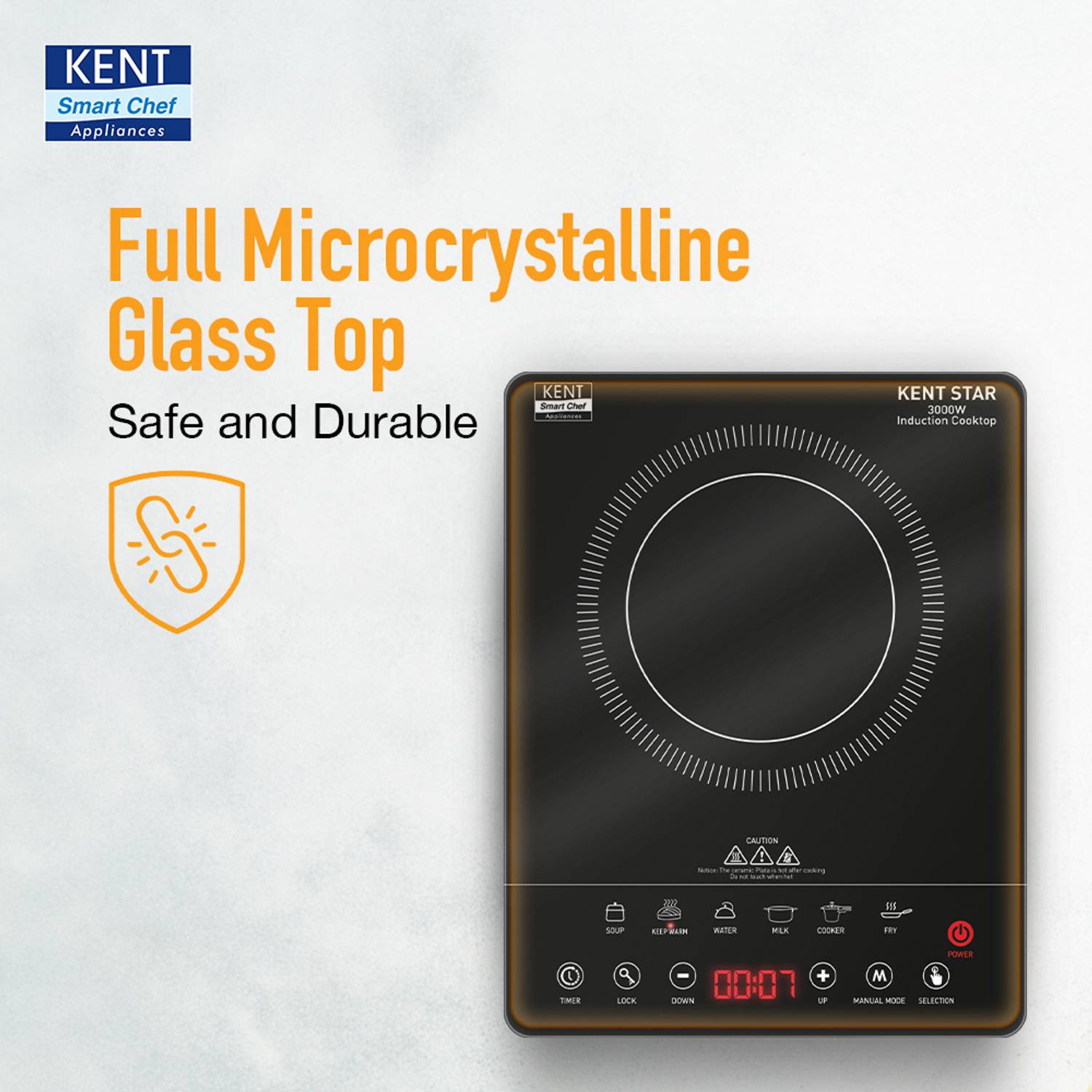 KENT 3000W Induction Cooktop Black - Image 4