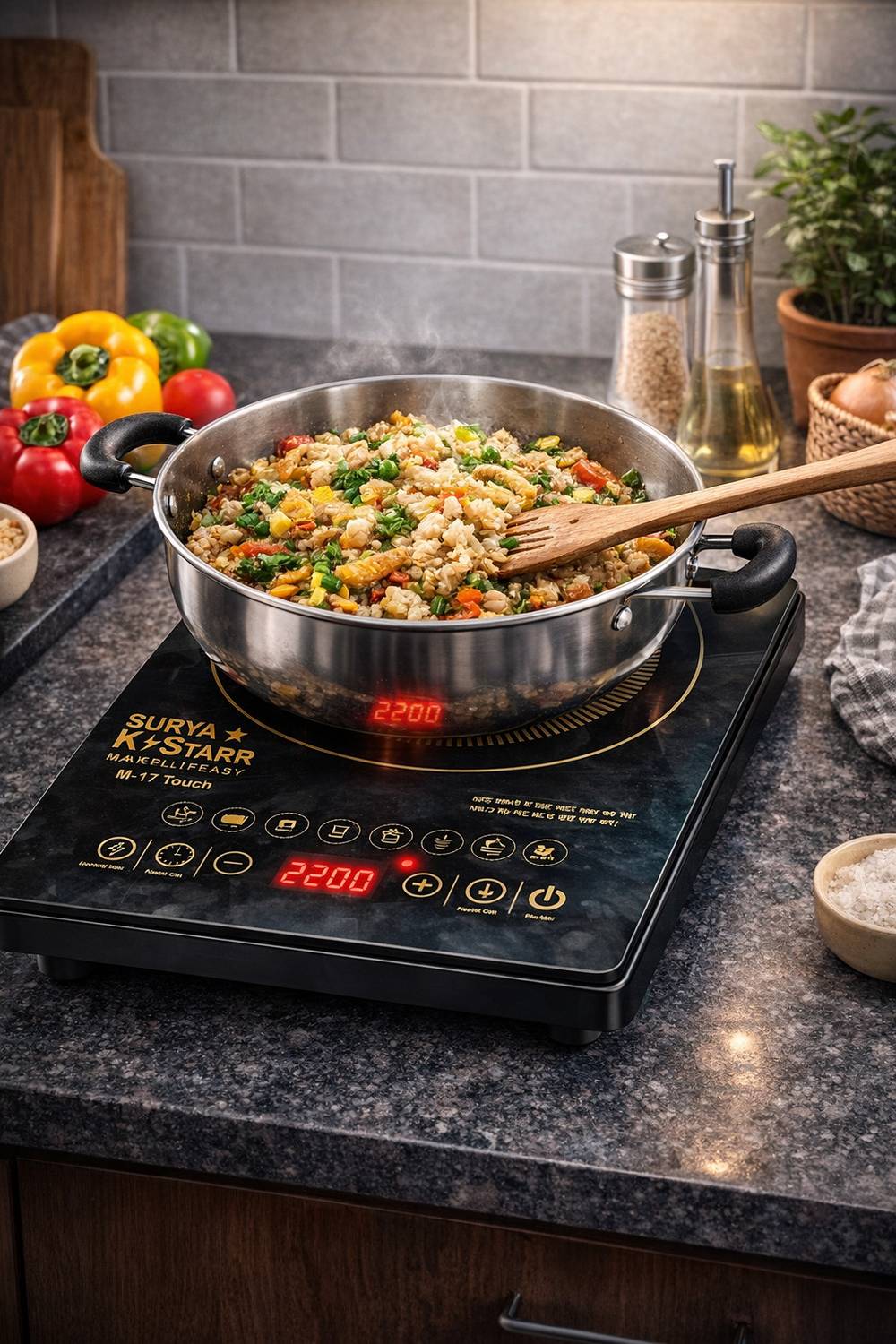 YYYMART 2200 W Induction Cooktop Touch Panel (Black, 00-NEW-M17-F