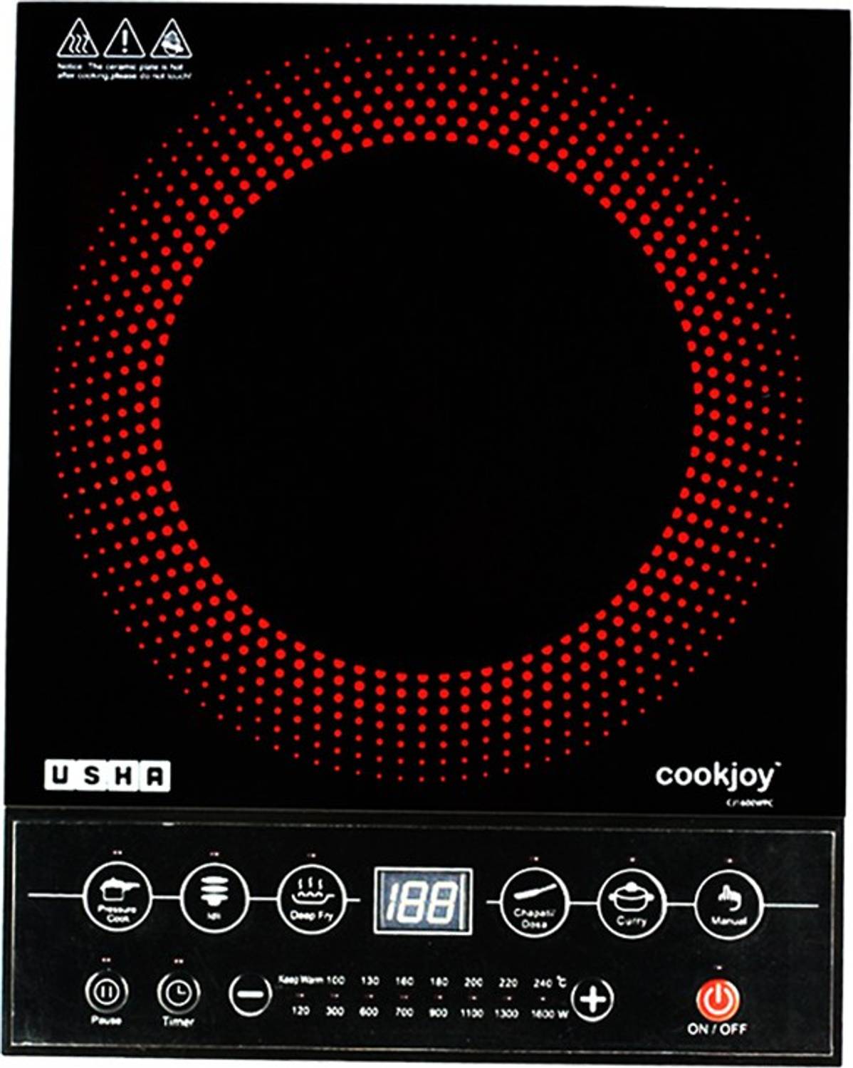 USHA 1600 W Induction Cooktop Push Button