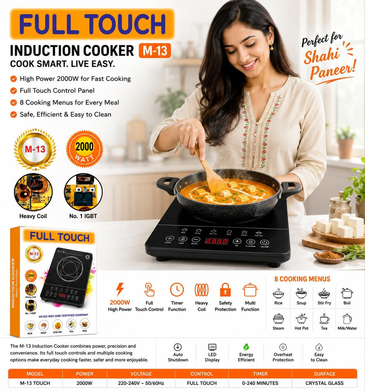 Image of CookSmart 2000 W Induction Cooktop Touch Panel