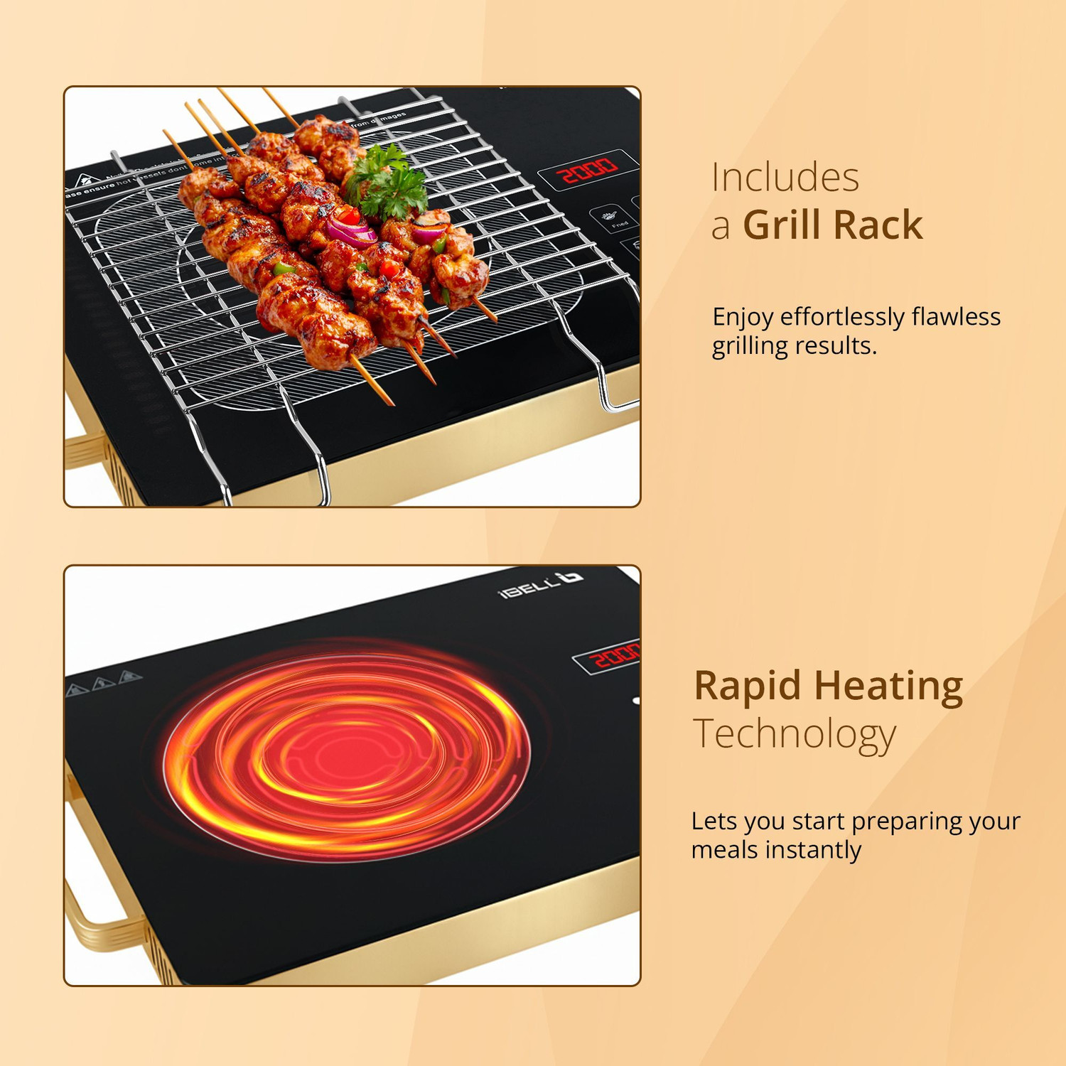 Image of iBELL 2000 W Infrared Cooktop Touch Panel