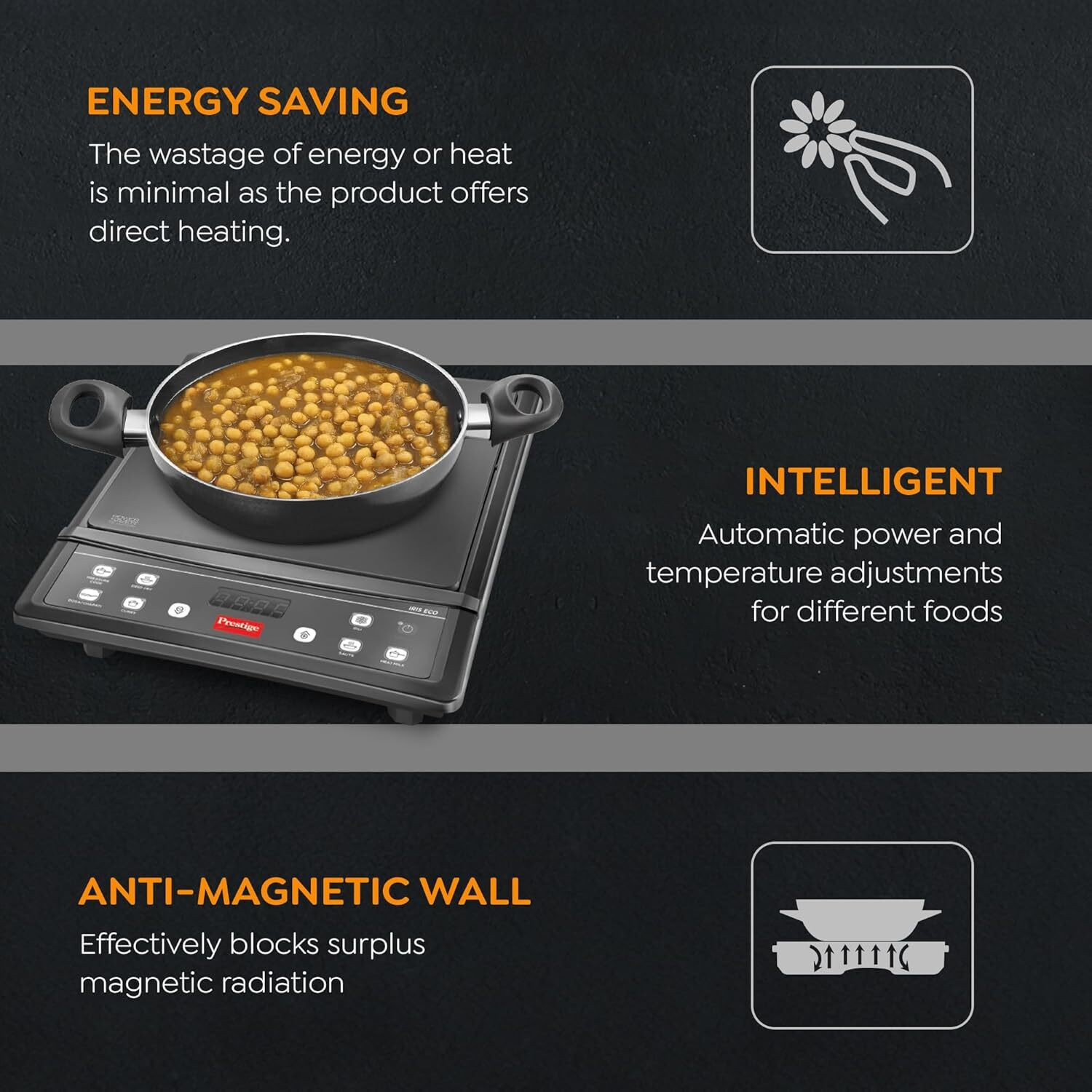 Image of Prestige 1200 W Induction Cooktop Push Button