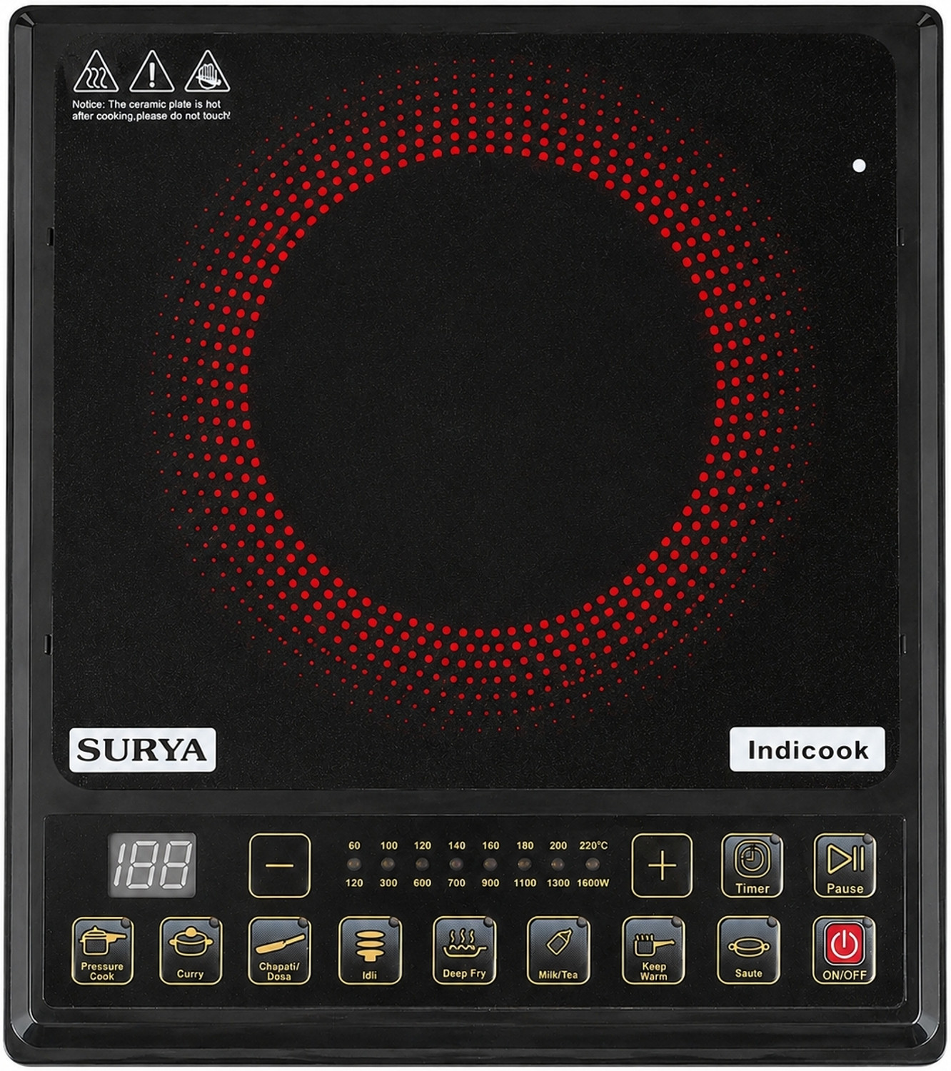 Image of SURYA 1600 W Induction Cooktop Push Button