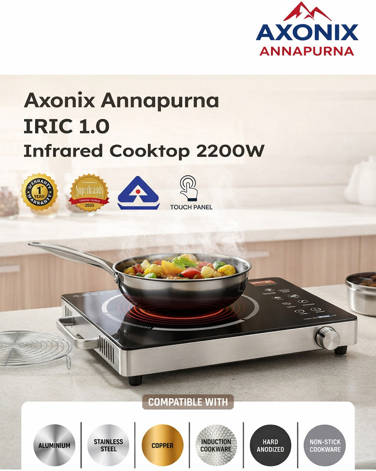 Image of AXONIX 2200 w Infrared Cooktop Touch Panel