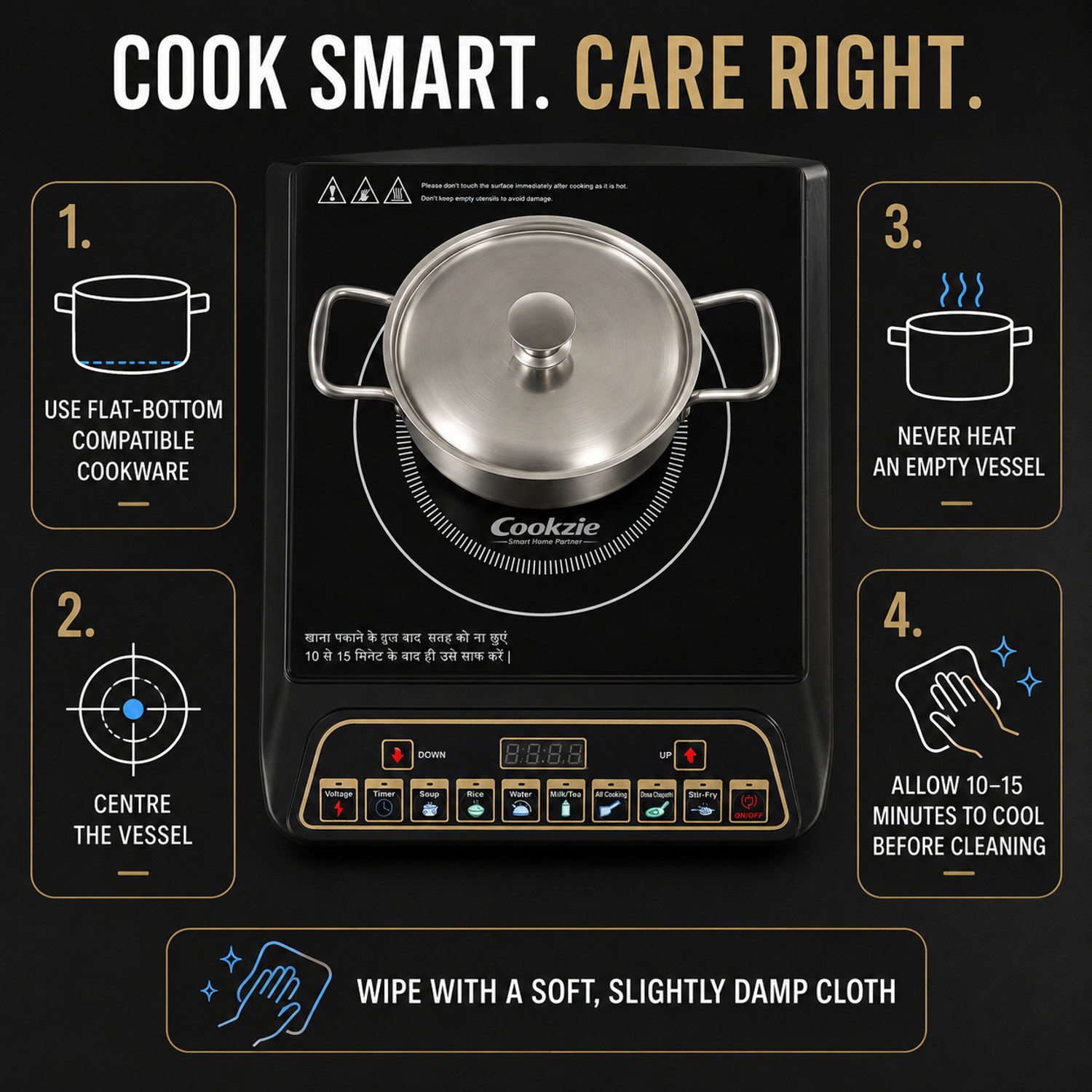 Image of Cookzie 2000 W Induction Cooktop Push Button