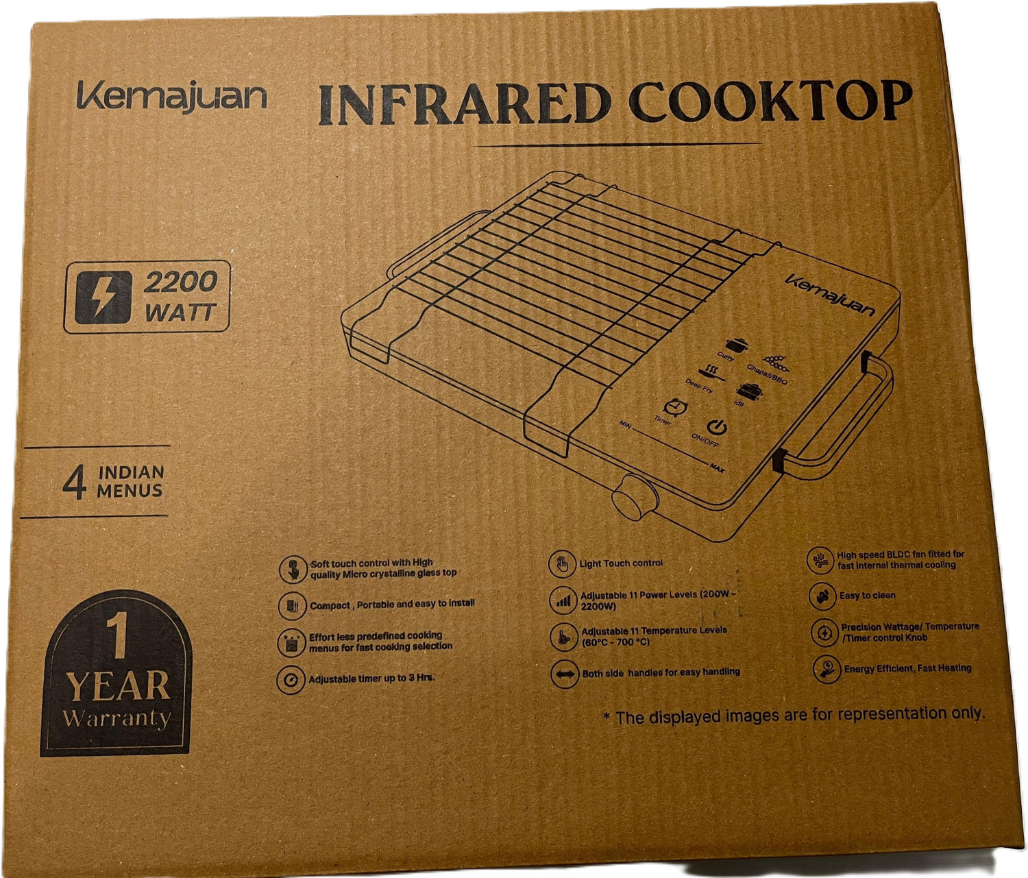 Image of KEMAJUAN 2200 W Infrared Cooktop Touch Panel, Jog Dial