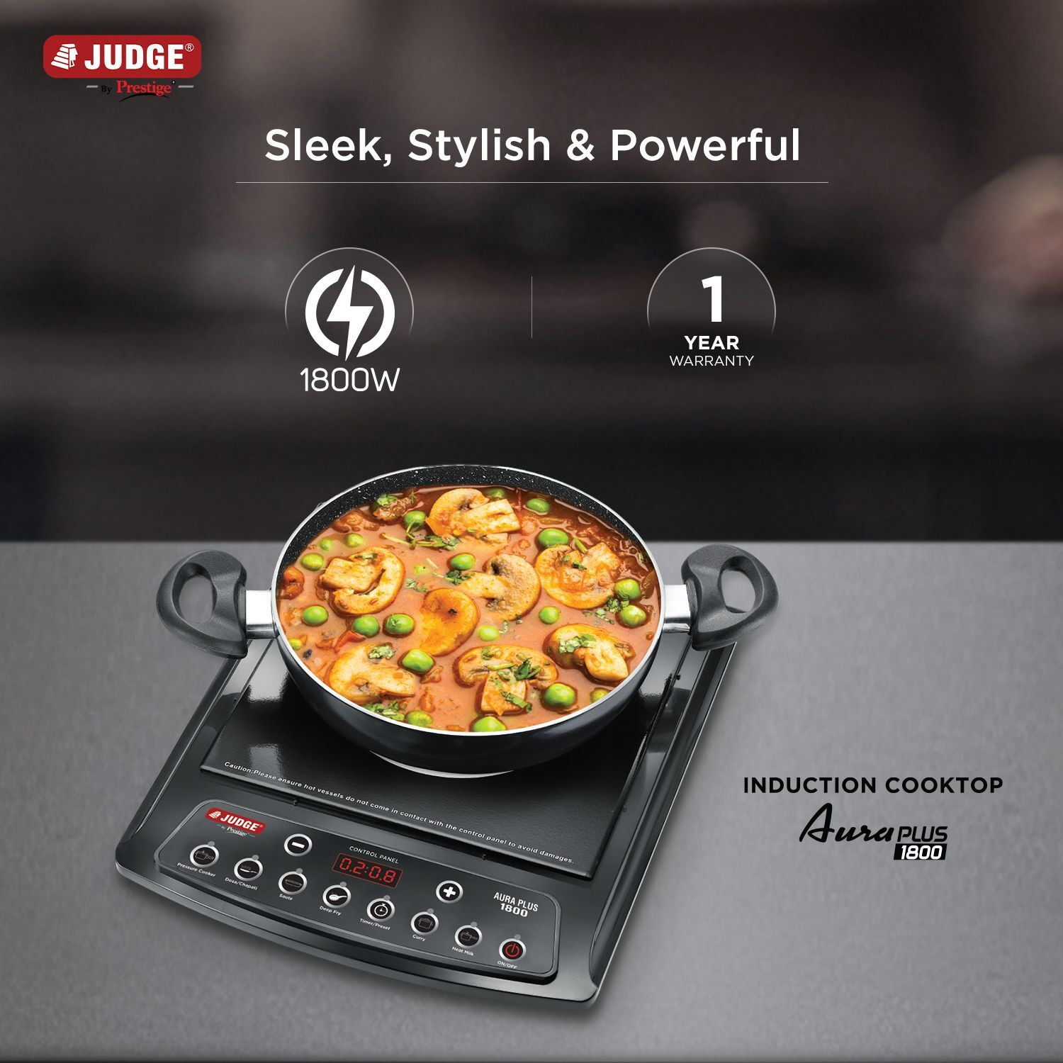 Image of Judge 1800 W Induction Cooktop Push Button