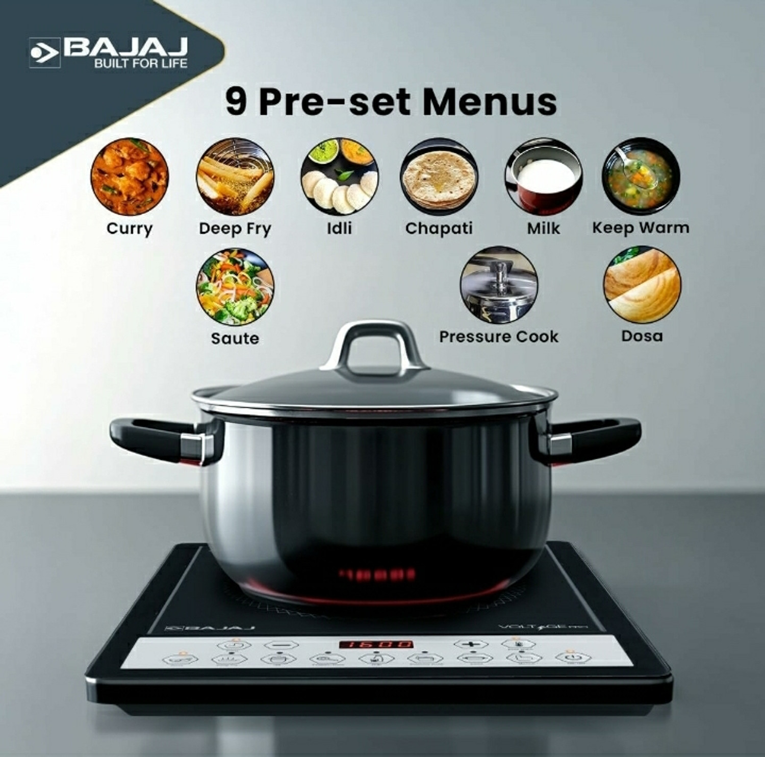 Image of BAJAJ 1600 W Induction Cooktop Push Button