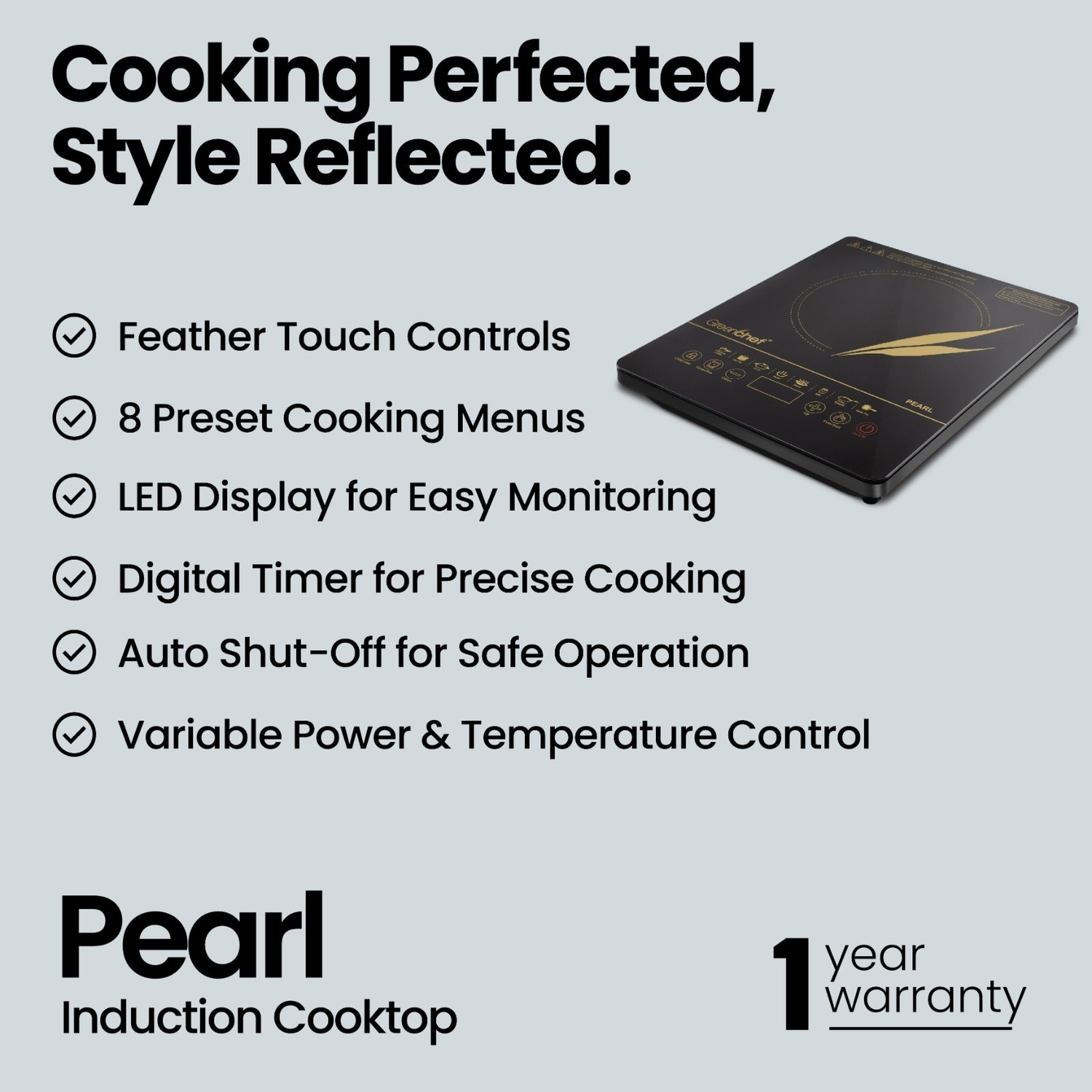 Image of Greenchef 2000 W Induction Cooktop Touch Panel