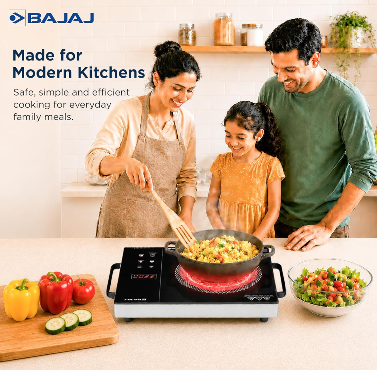 Image of BAJAJ 2200 W Infrared Cooktop Touch Panel, Jog Dial