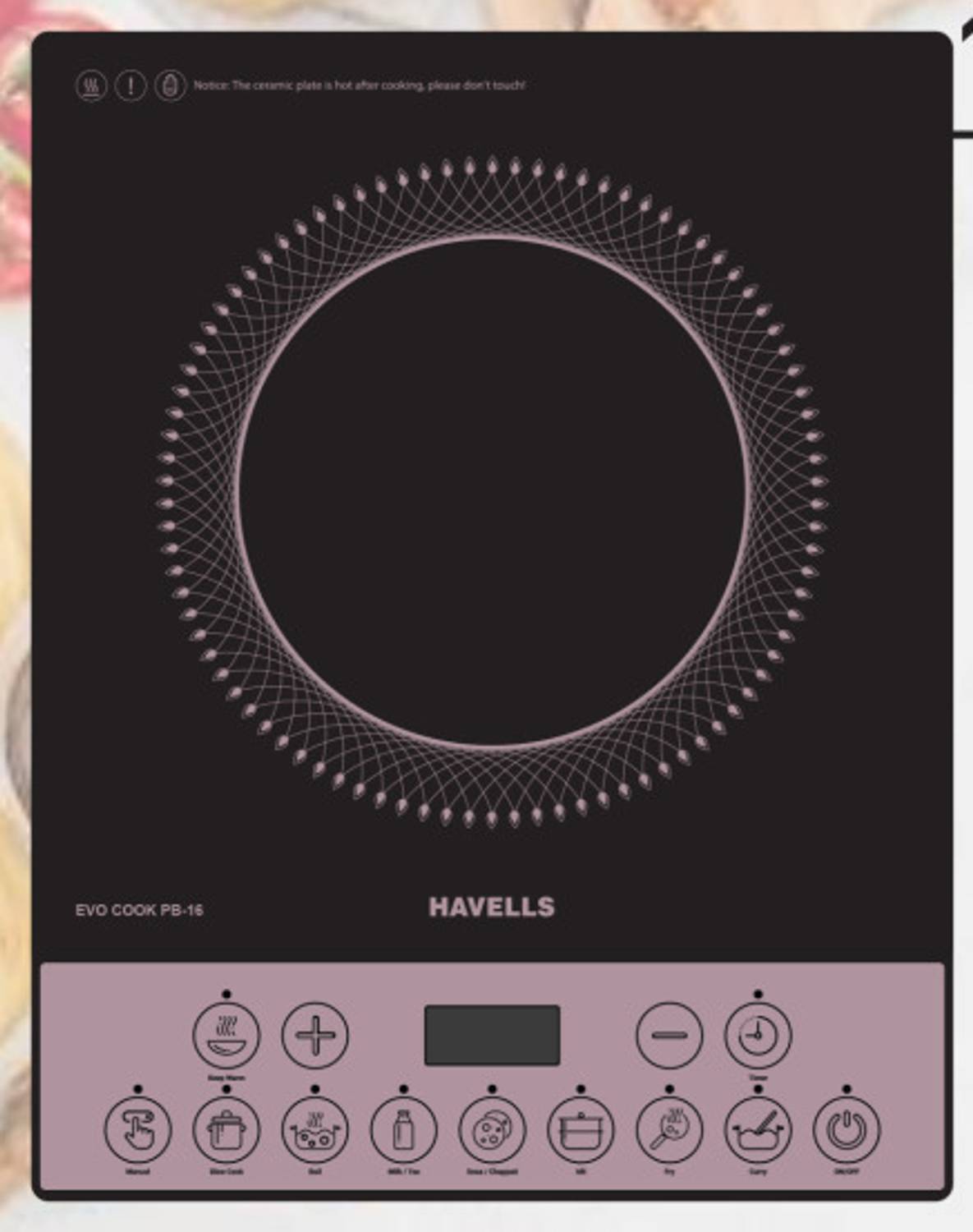 HAVELLS 1600 W Induction Cooktop Push Button (Black, Purple, EVO