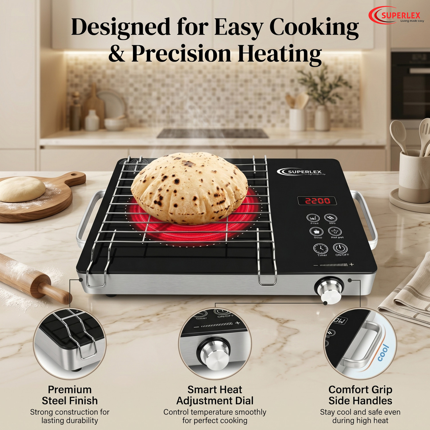 Image of SUPERLEX 2200 W Infrared Cooktop Touch Panel