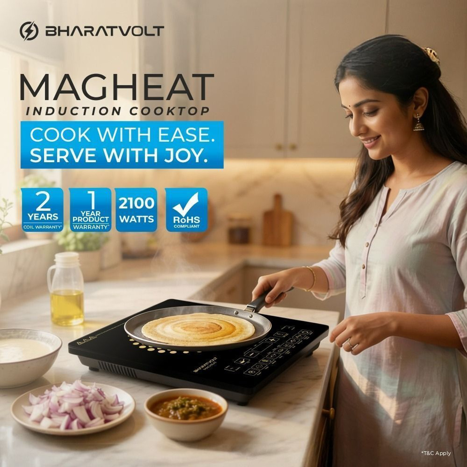 Image of BharatVolt 2100 W Induction Cooktop Touch Panel